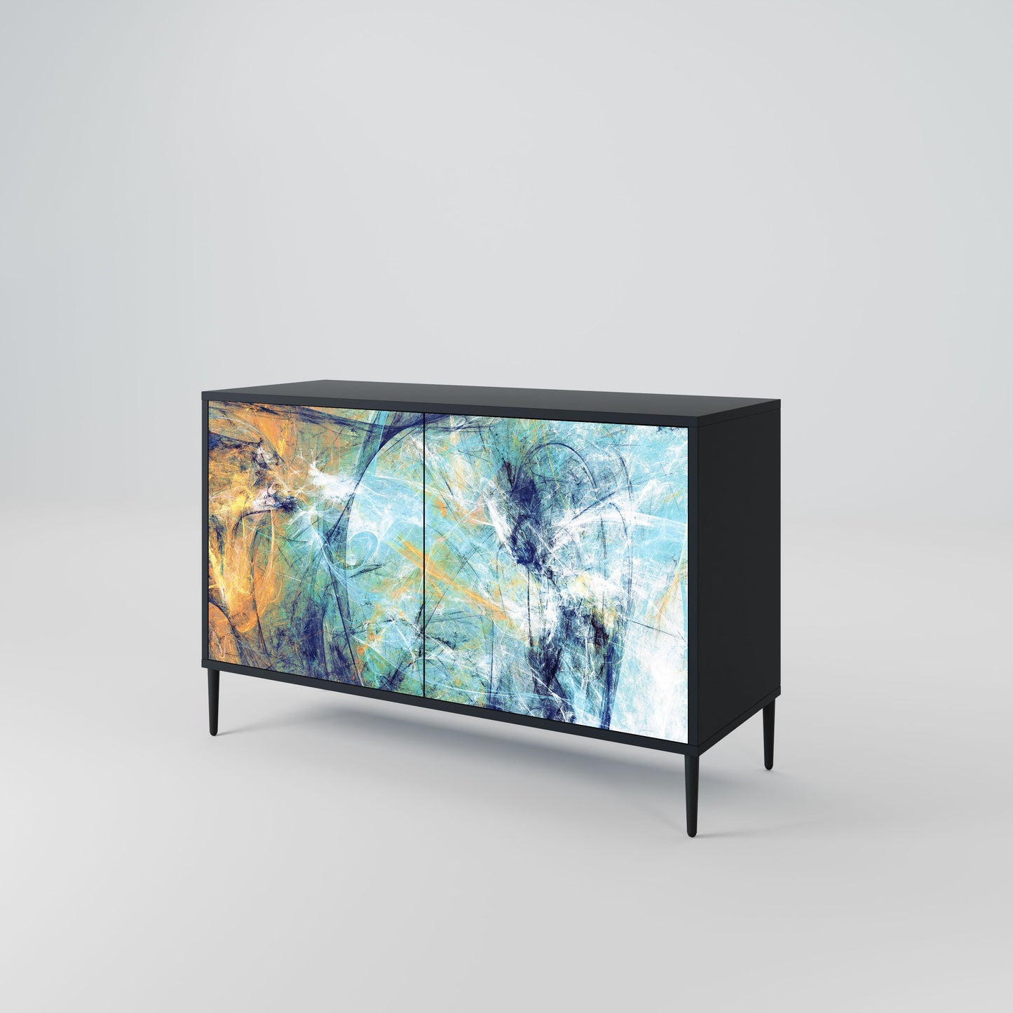 Credenza a 2 ante PENSIERI ASTRATTE in finitura nera