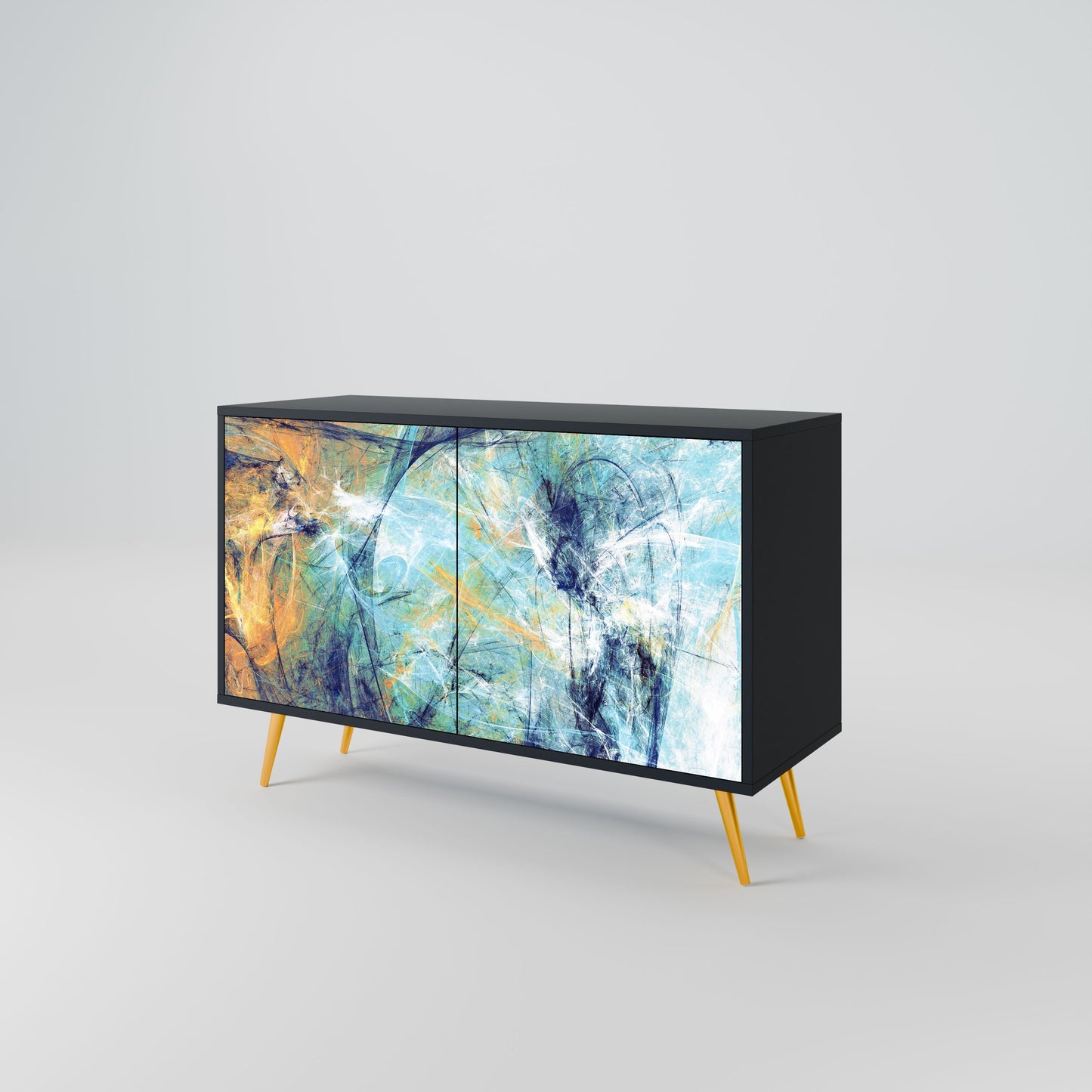 Credenza a 2 ante PENSIERI ASTRATTE in finitura nera
