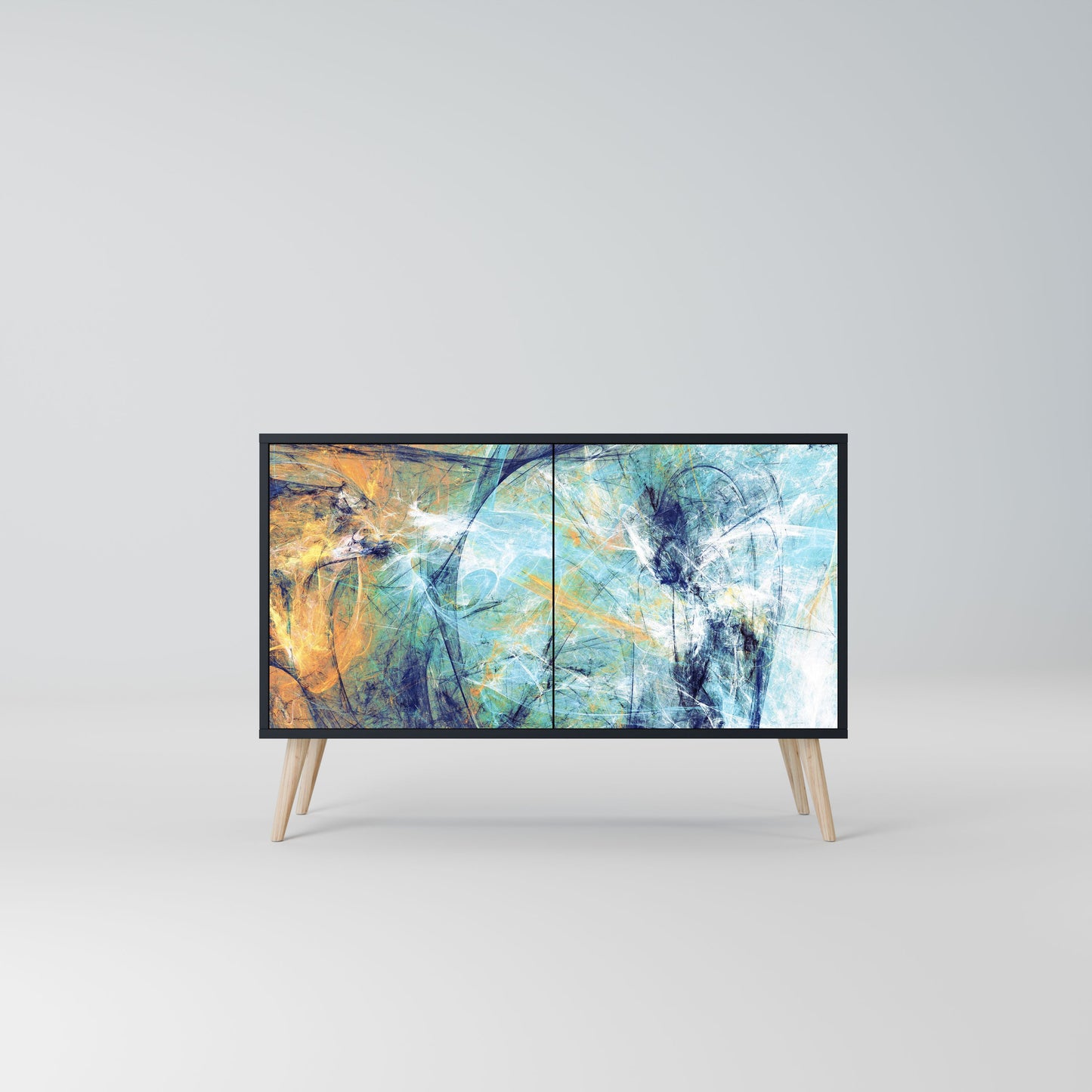 Credenza a 2 ante PENSIERI ASTRATTE in finitura nera