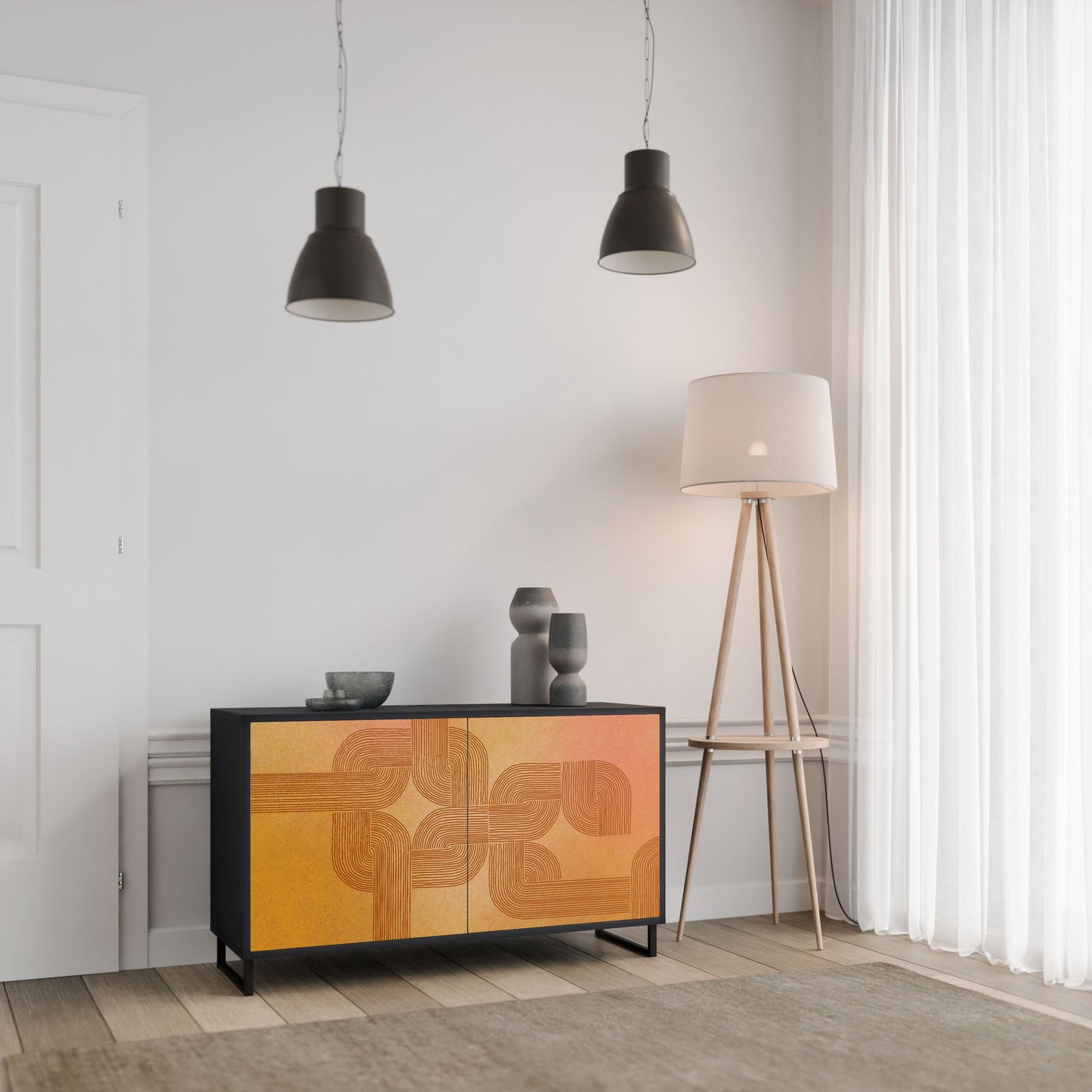 Credenza a 2 ante con finitura nera STRENGTHENING RELATION
