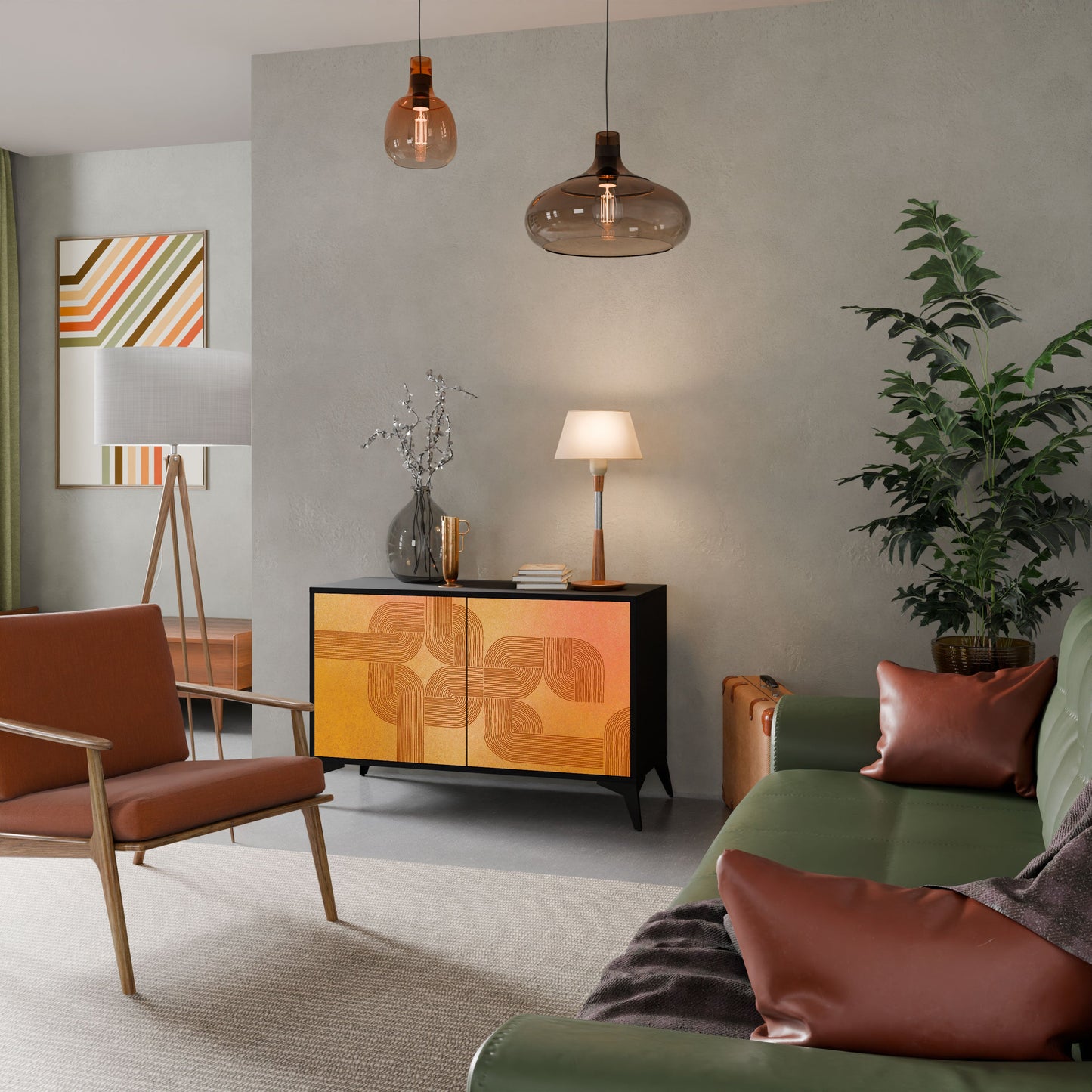 Credenza a 2 ante con finitura nera STRENGTHENING RELATION