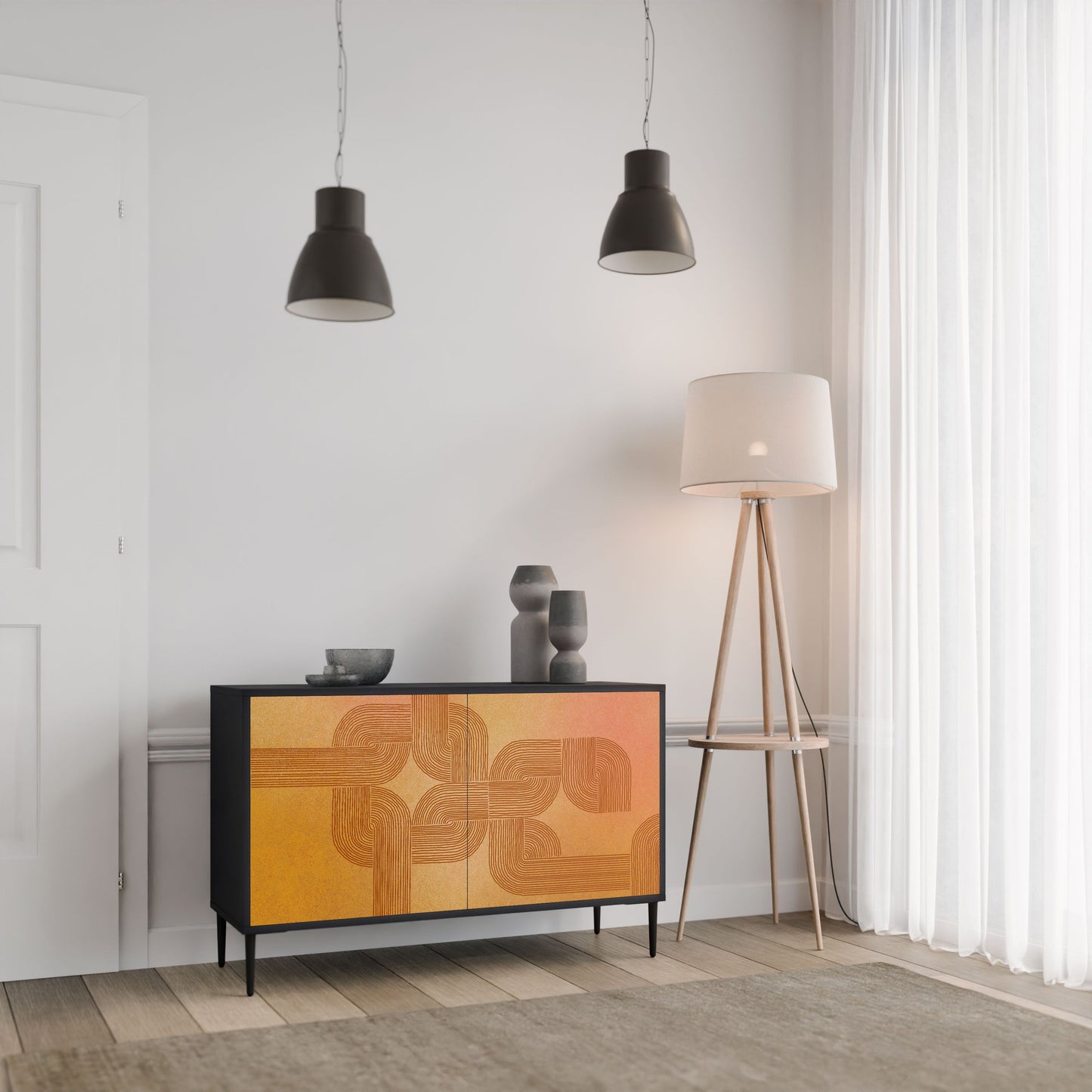 Credenza a 2 ante con finitura nera STRENGTHENING RELATION