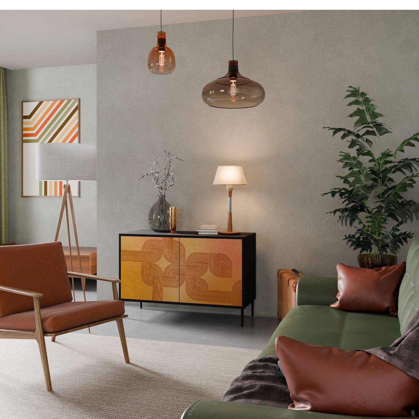Credenza a 2 ante con finitura nera STRENGTHENING RELATION
