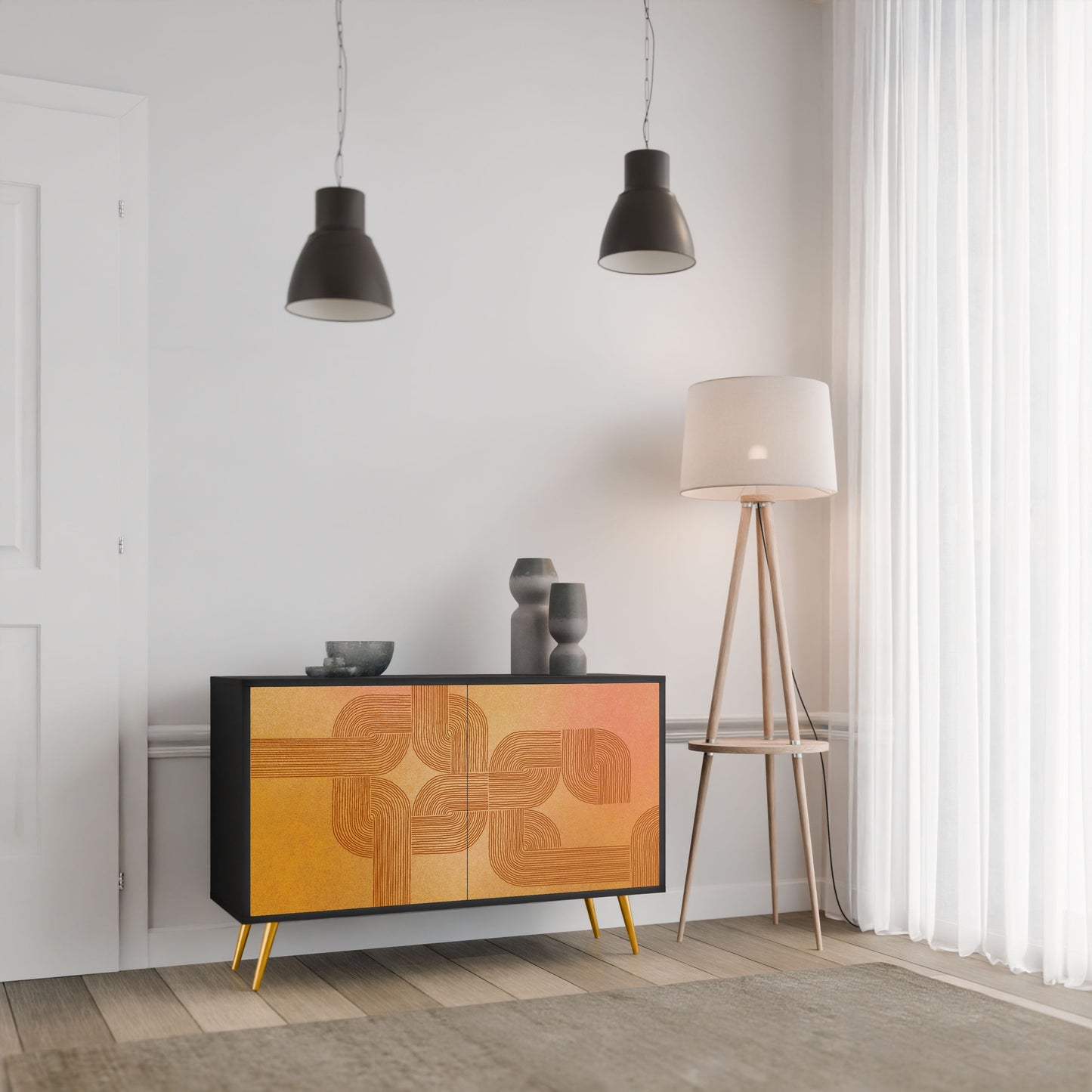 Credenza a 2 ante con finitura nera STRENGTHENING RELATION