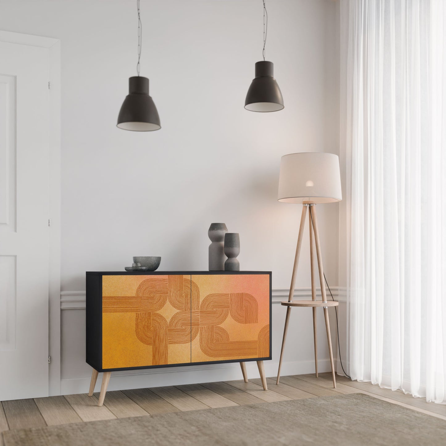 Credenza a 2 ante con finitura nera STRENGTHENING RELATION