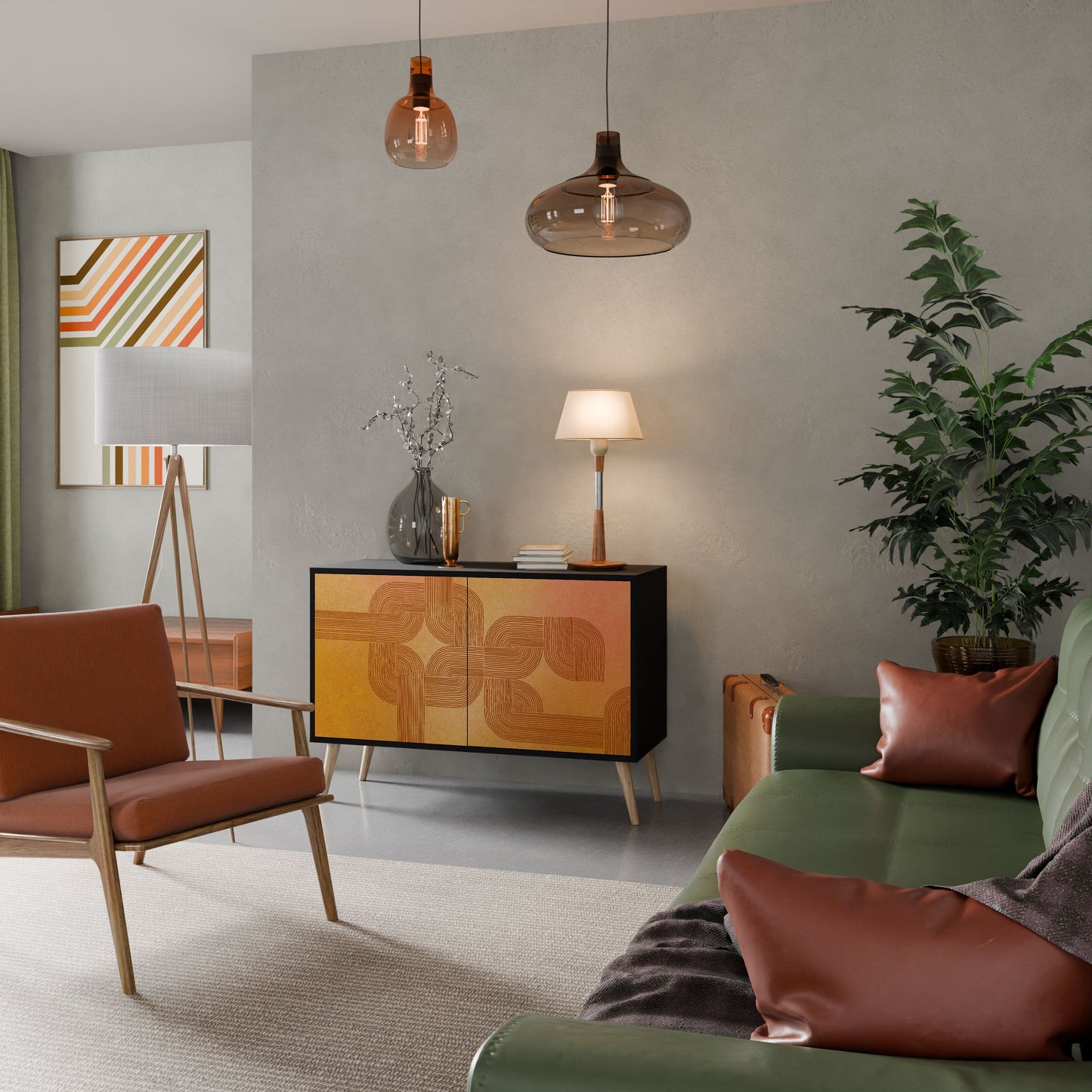 Credenza a 2 ante con finitura nera STRENGTHENING RELATION