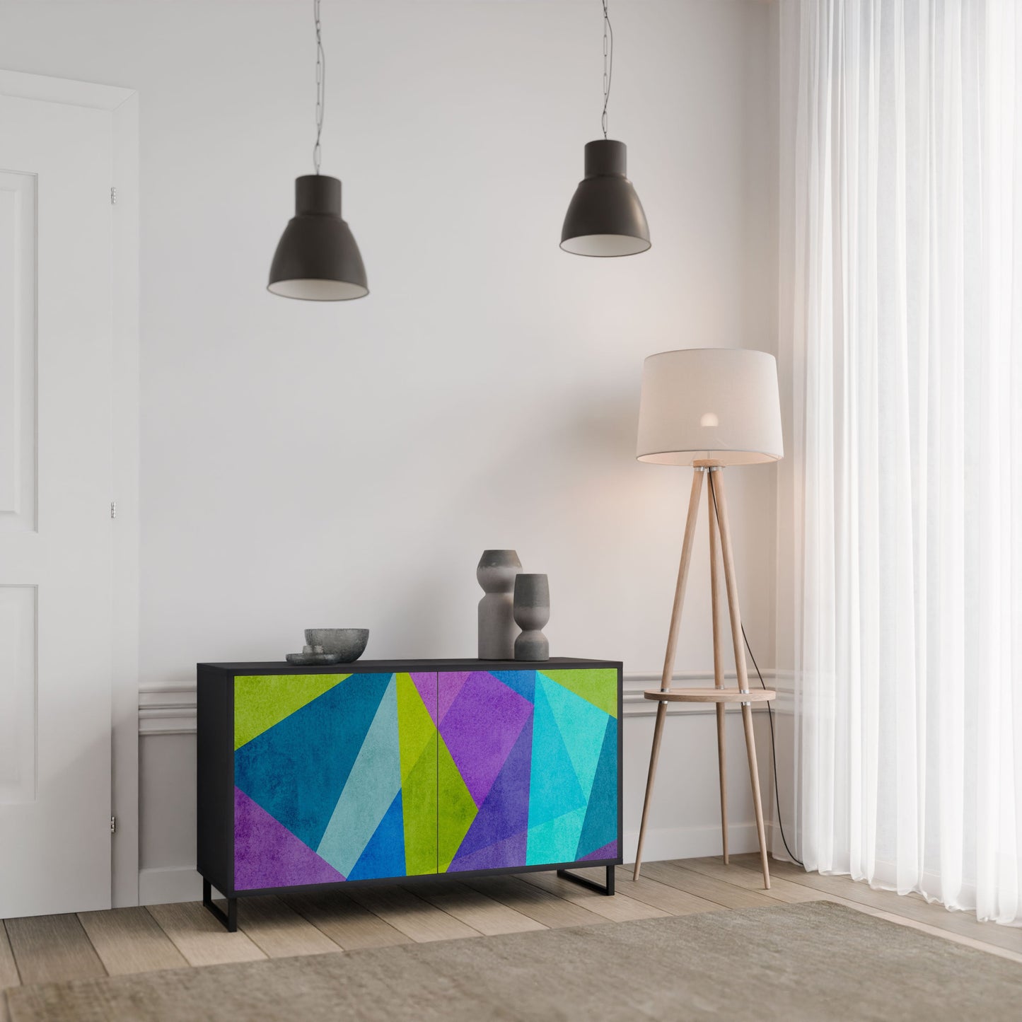 Credenza COLD SHOWCASE a 2 ante in finitura nera