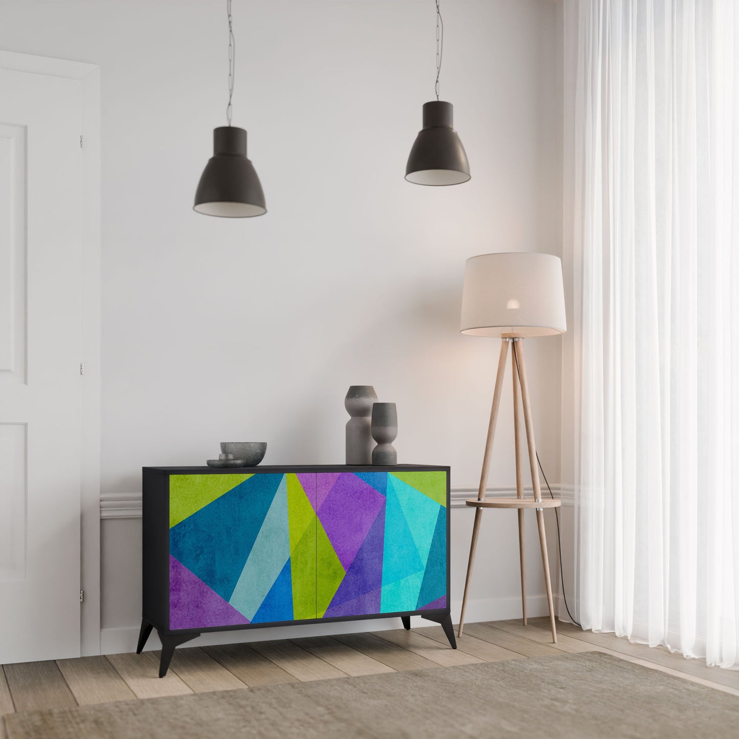 Credenza COLD SHOWCASE a 2 ante in finitura nera