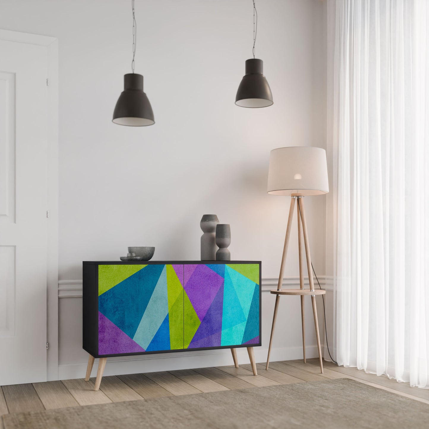 Credenza COLD SHOWCASE a 2 ante in finitura nera