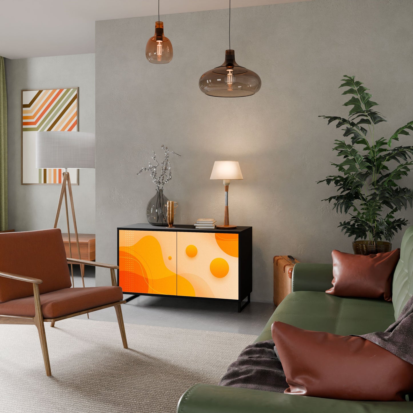 Credenza a 2 ante ORANGE ARRANGEMENT in finitura nera