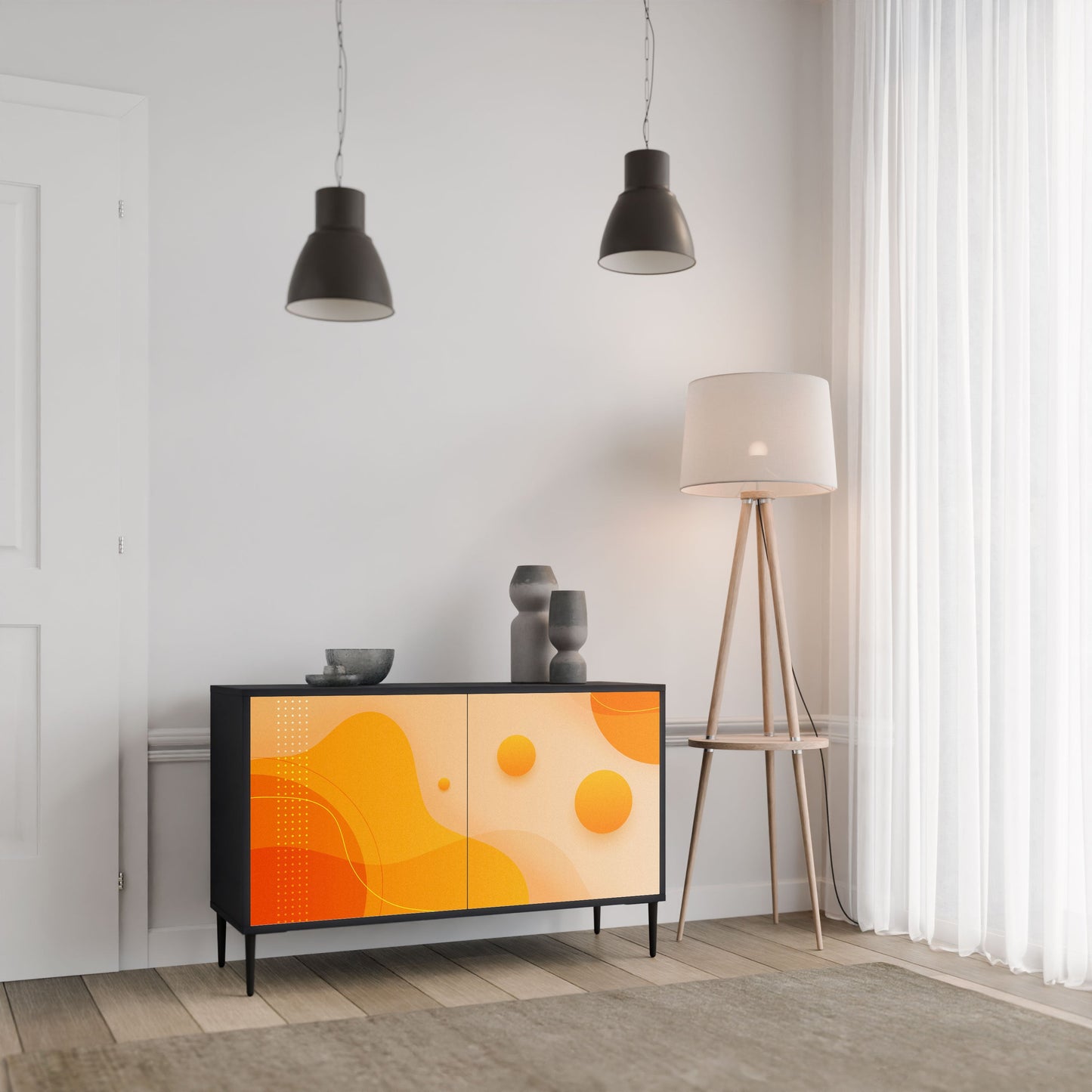 Credenza a 2 ante ORANGE ARRANGEMENT in finitura nera