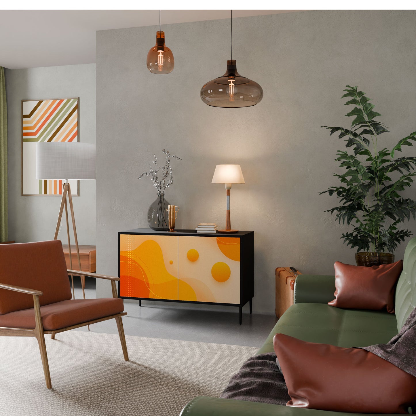 Credenza a 2 ante ORANGE ARRANGEMENT in finitura nera