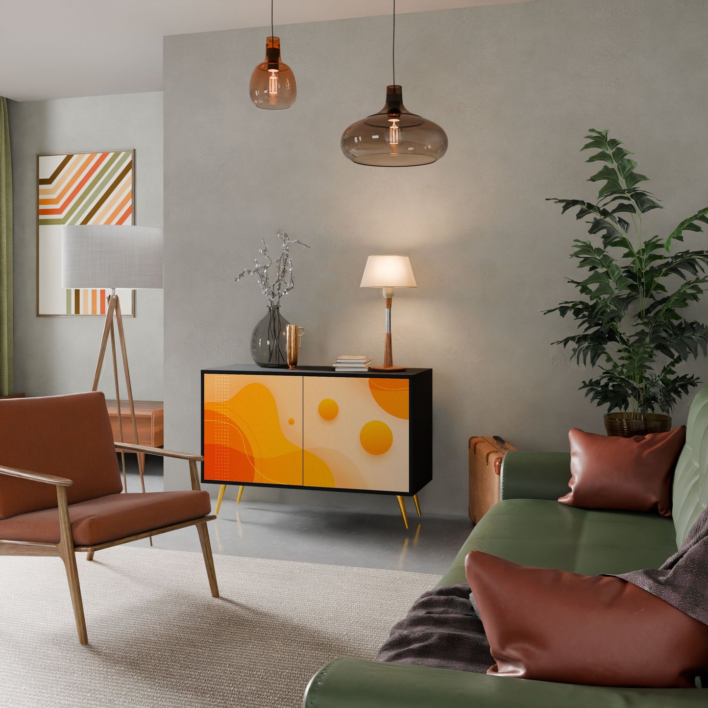 Credenza a 2 ante ORANGE ARRANGEMENT in finitura nera