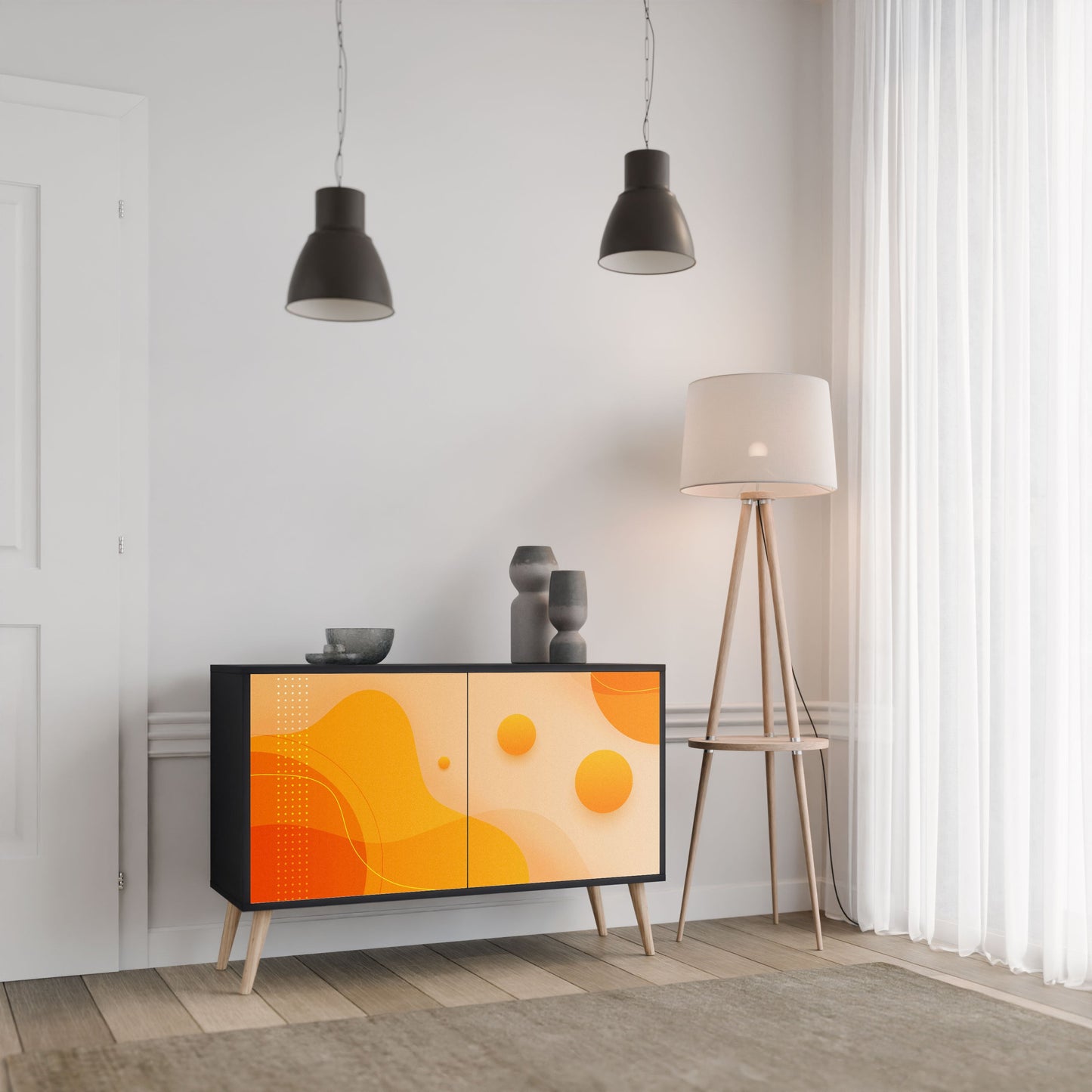 Credenza a 2 ante ORANGE ARRANGEMENT in finitura nera