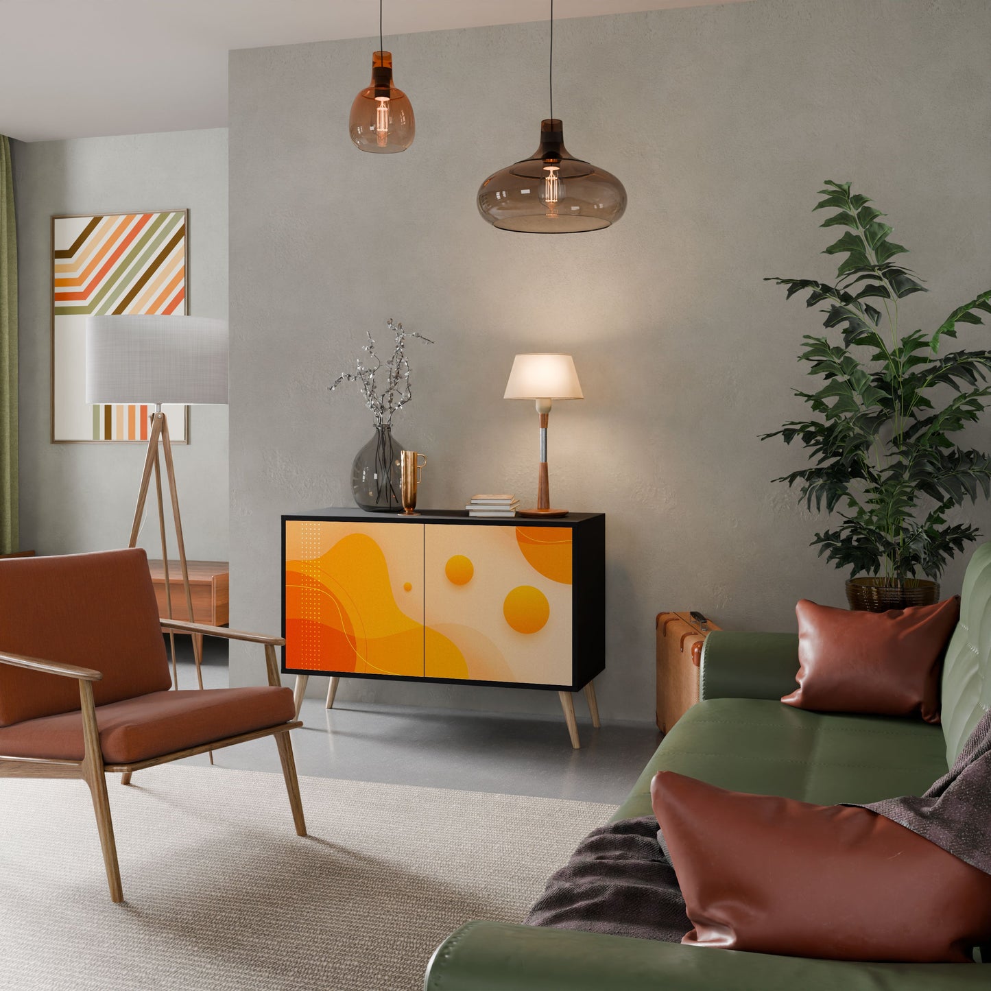 Credenza a 2 ante ORANGE ARRANGEMENT in finitura nera