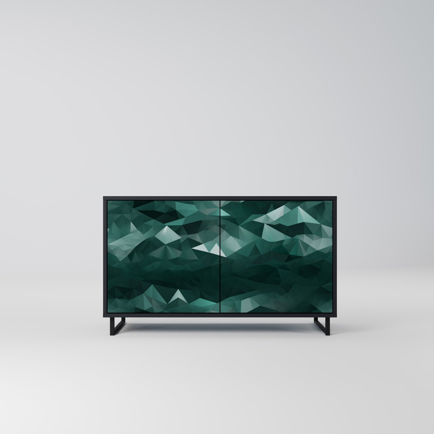 Credenza a 2 ante POLYGONAL FLOATING in finitura nera