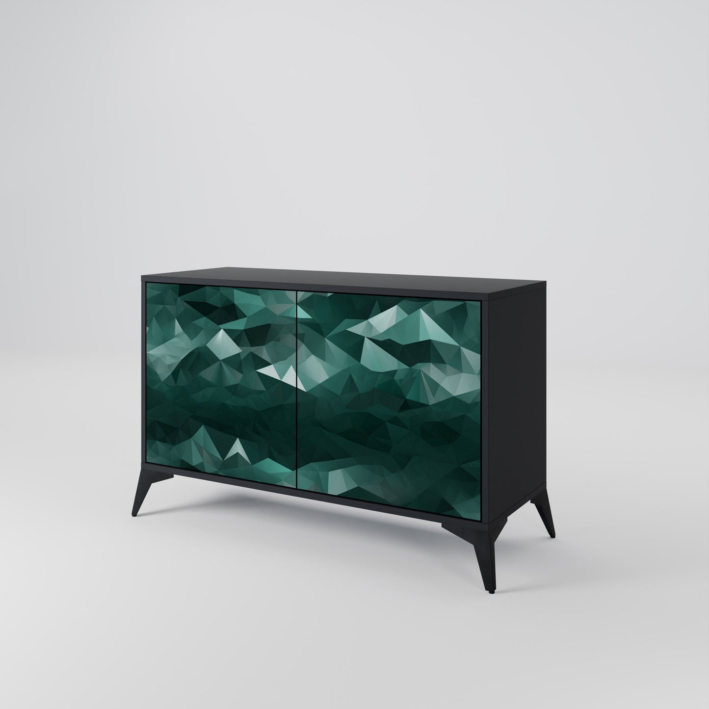 Credenza a 2 ante POLYGONAL FLOATING in finitura nera