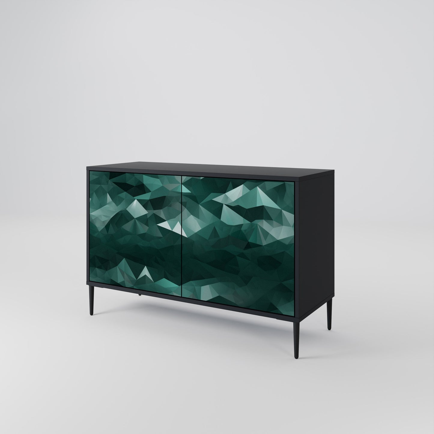 Credenza a 2 ante POLYGONAL FLOATING in finitura nera