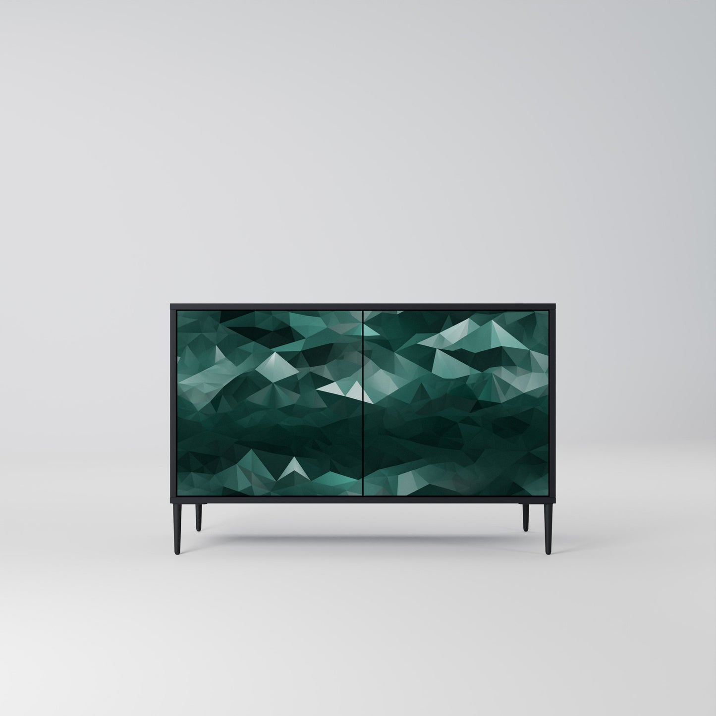 Credenza a 2 ante POLYGONAL FLOATING in finitura nera