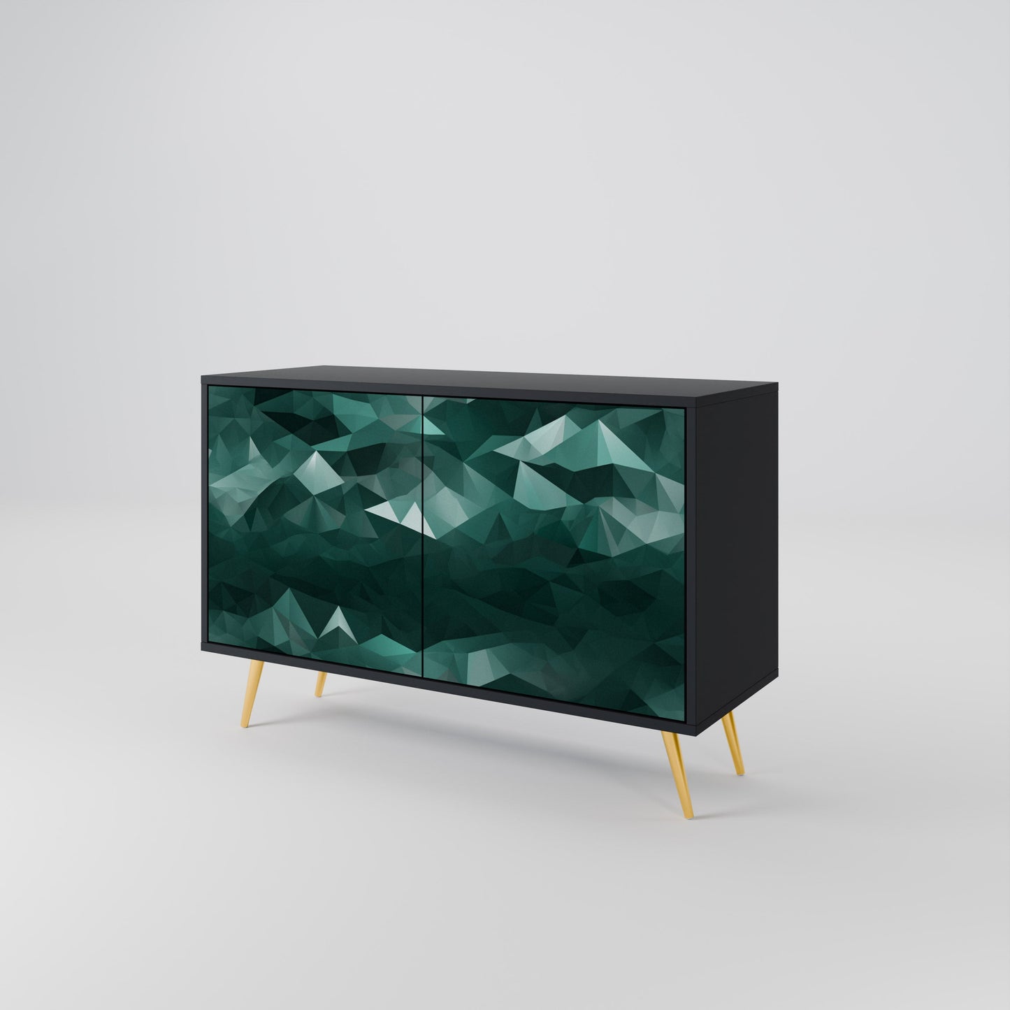 Credenza a 2 ante POLYGONAL FLOATING in finitura nera