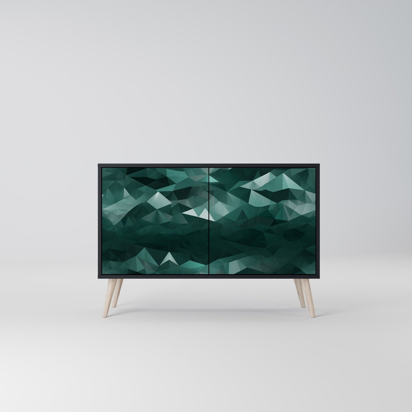 Credenza a 2 ante POLYGONAL FLOATING in finitura nera