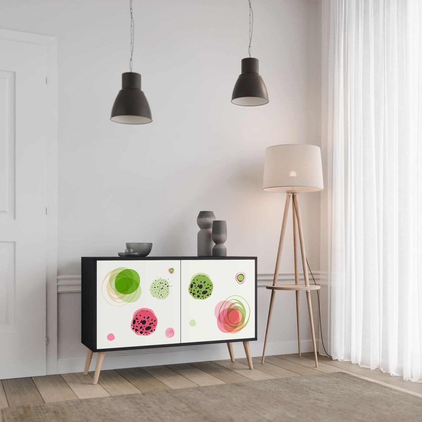 Credenza a 2 ante COLORFUL COSMOS in finitura nera