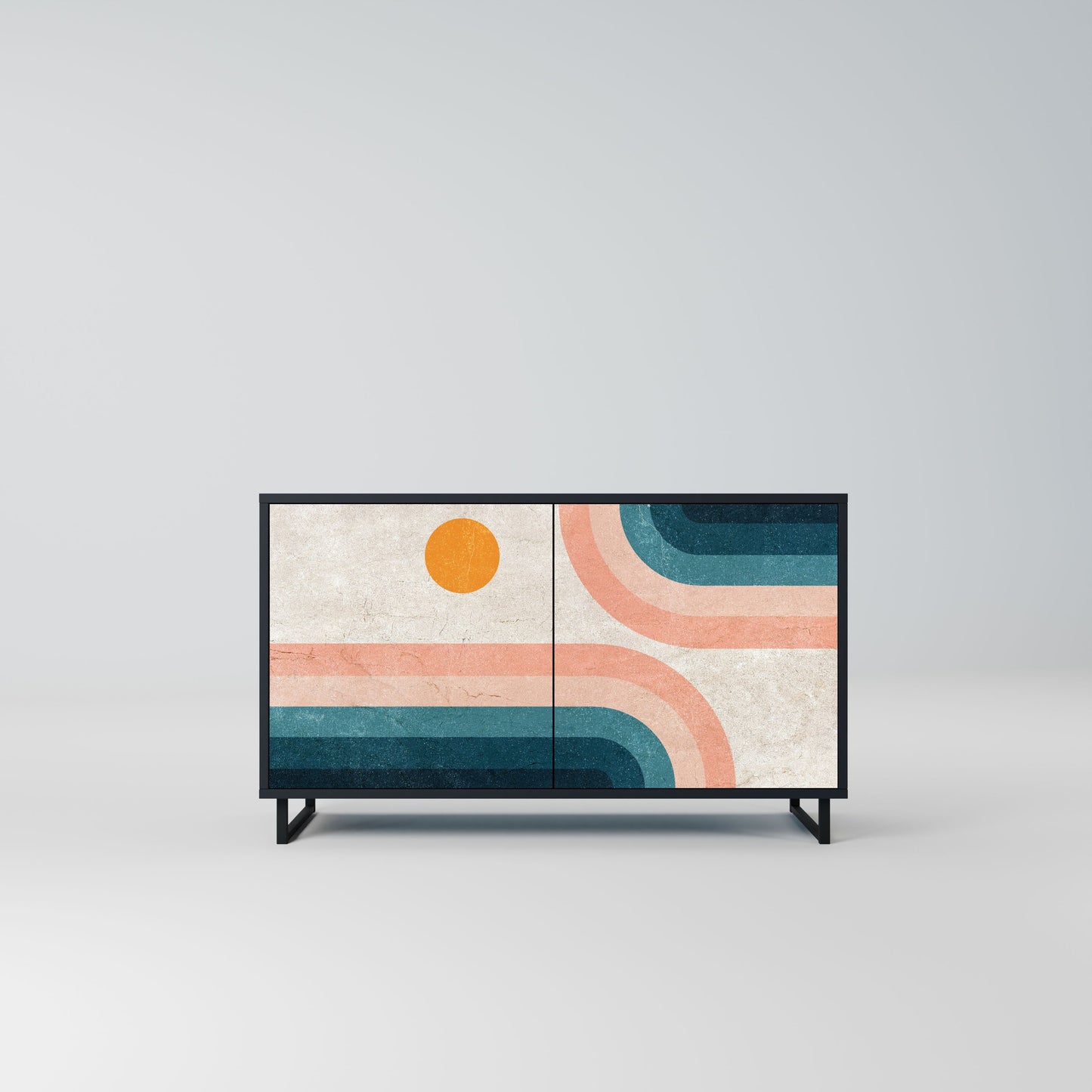 Credenza a due ante TWO HALVES in finitura nera
