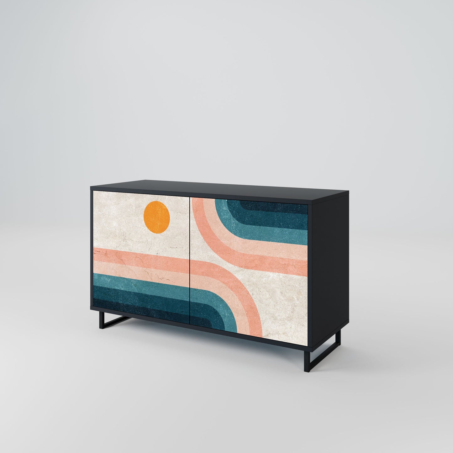 Credenza a due ante TWO HALVES in finitura nera