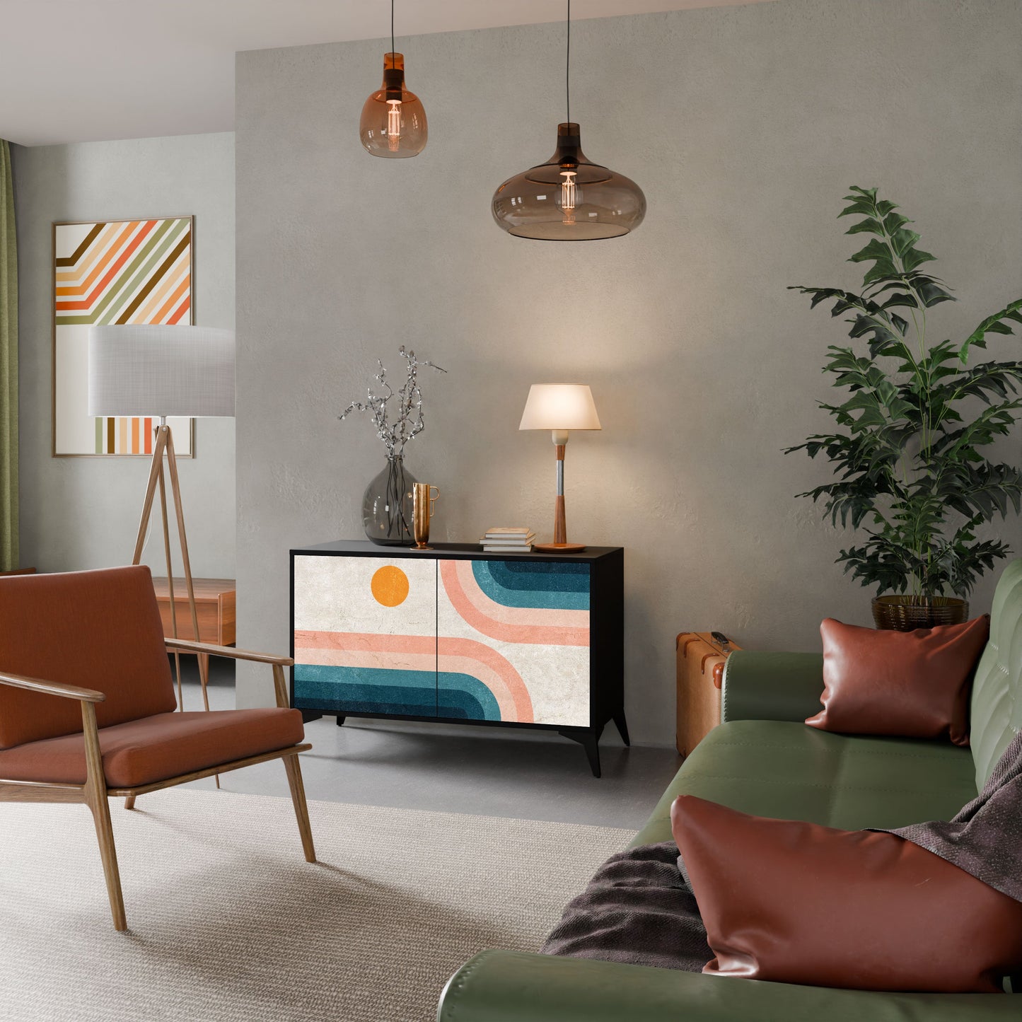 Credenza a due ante TWO HALVES in finitura nera