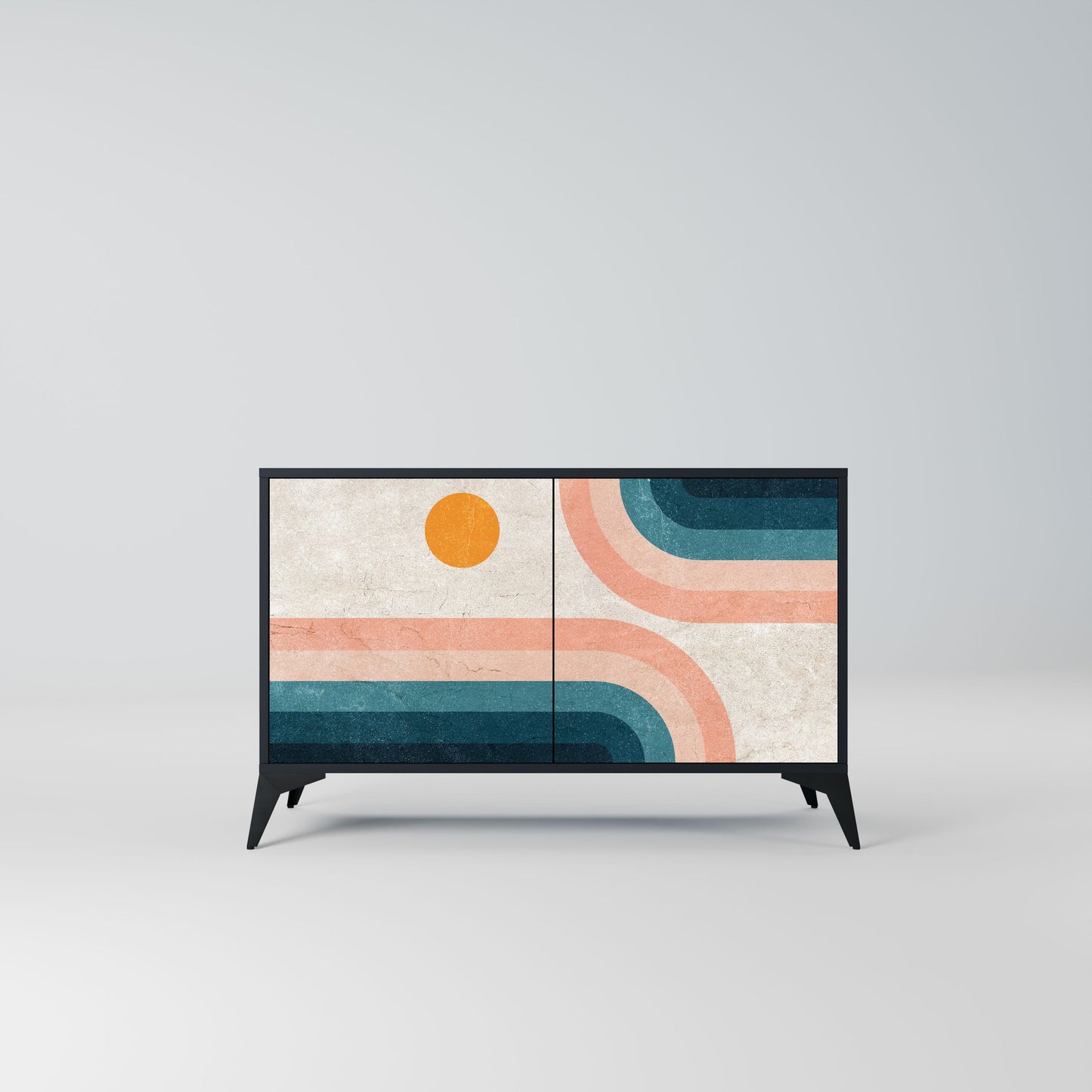 Credenza a due ante TWO HALVES in finitura nera