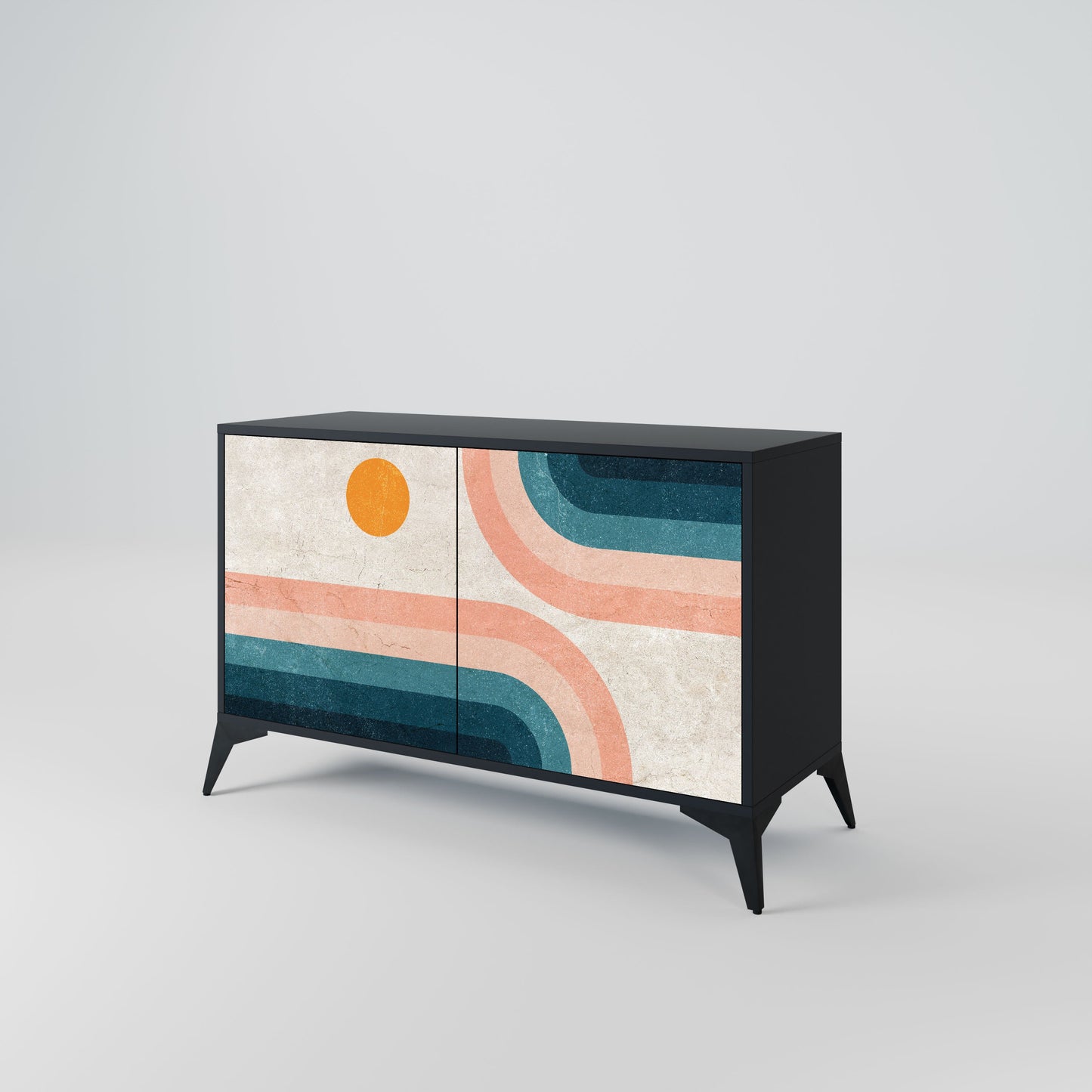 Credenza a due ante TWO HALVES in finitura nera
