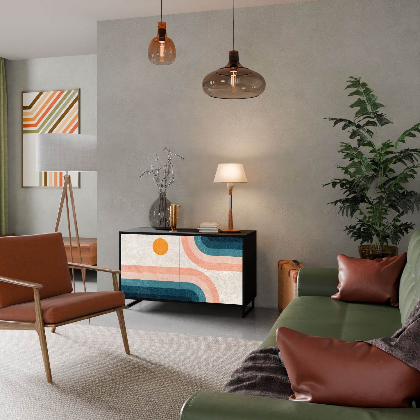 Credenza a due ante TWO HALVES in finitura nera