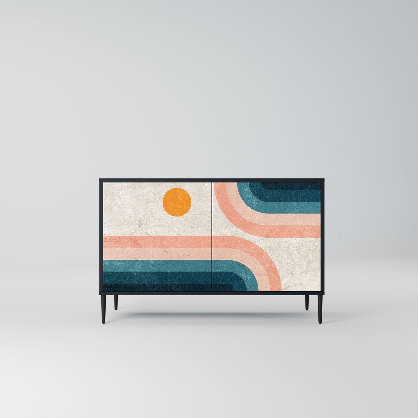 Credenza a due ante TWO HALVES in finitura nera