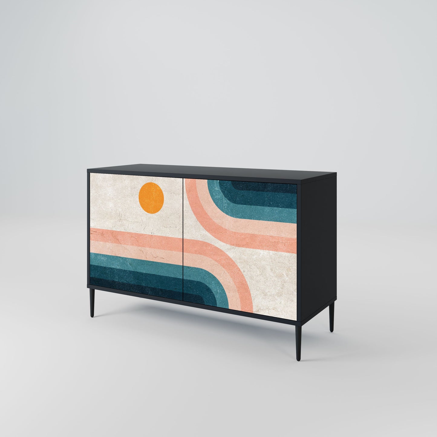 Credenza a due ante TWO HALVES in finitura nera