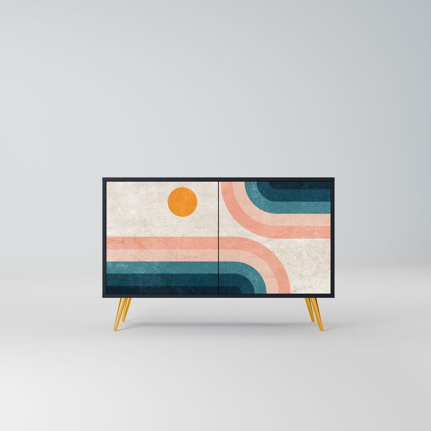 Credenza a due ante TWO HALVES in finitura nera