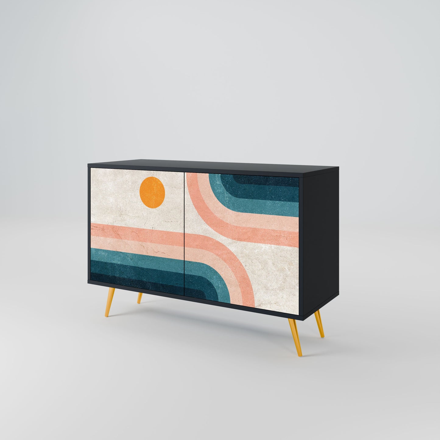Credenza a due ante TWO HALVES in finitura nera