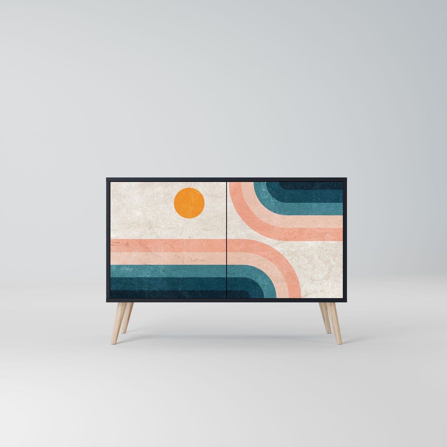 Credenza a due ante TWO HALVES in finitura nera