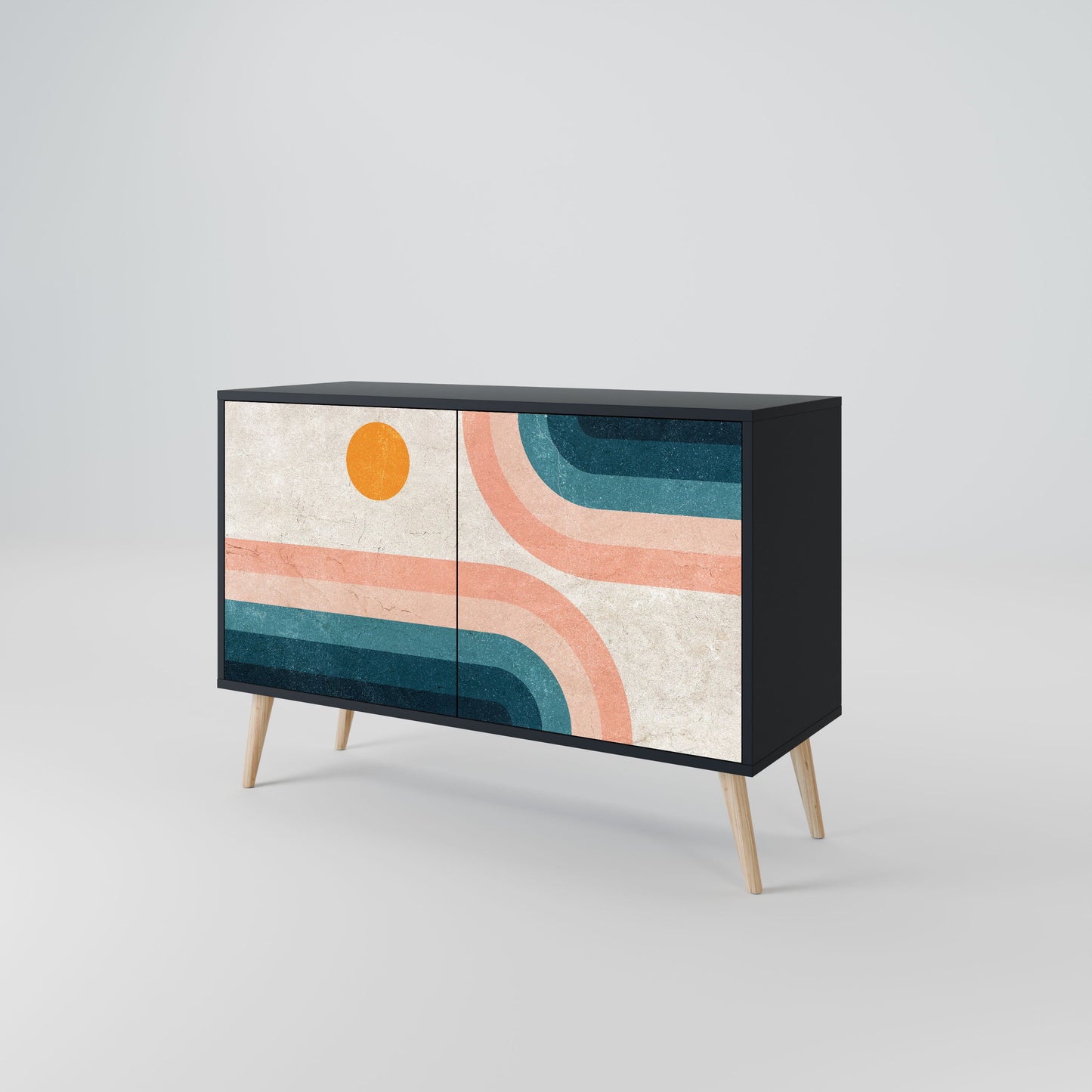 Credenza a due ante TWO HALVES in finitura nera