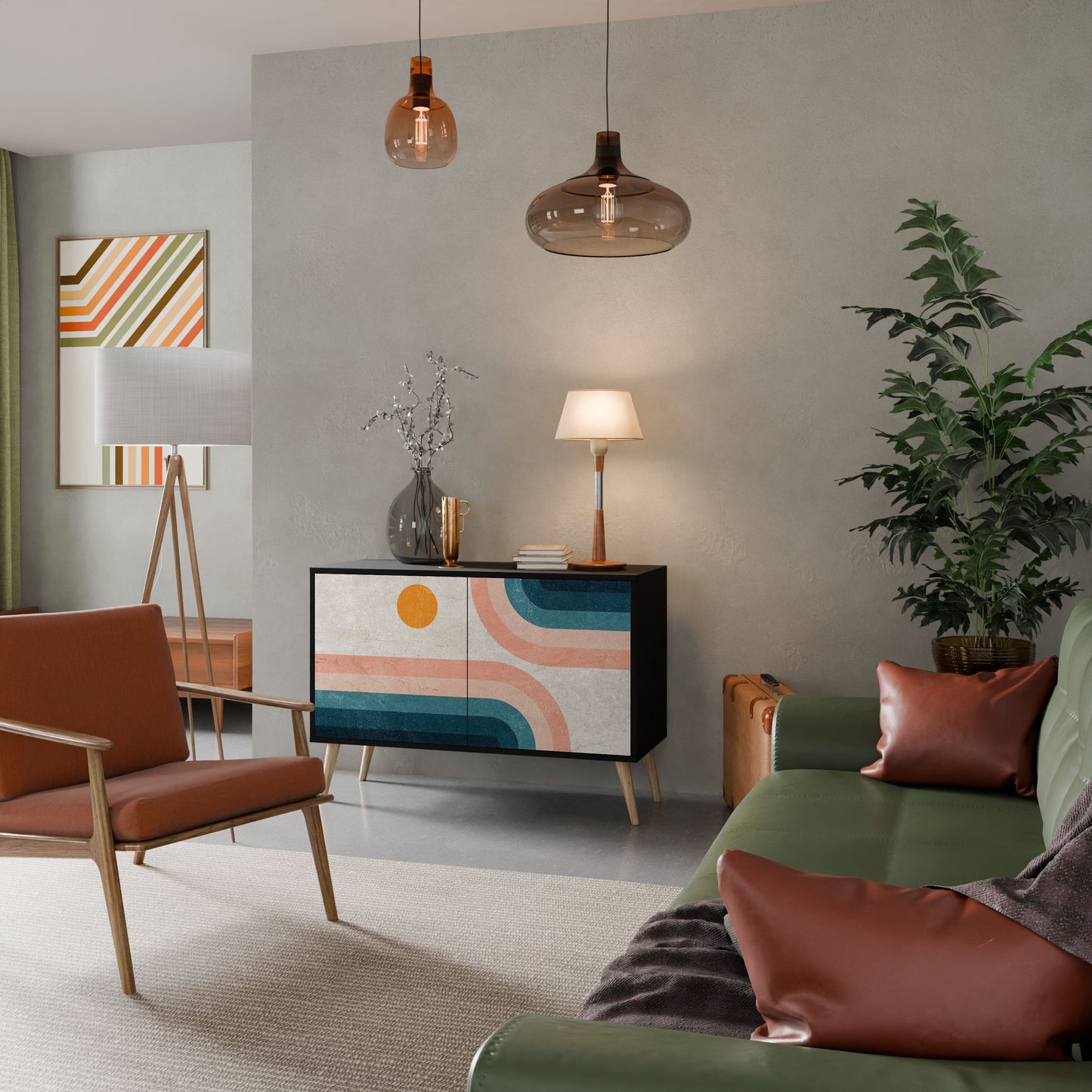 Credenza a due ante TWO HALVES in finitura nera