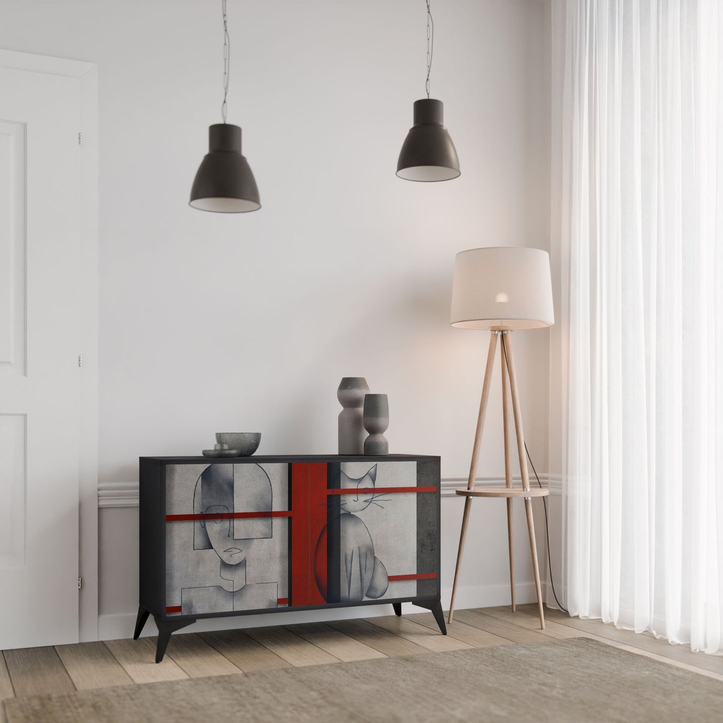 Credenza a 2 ante GRAY FIGURES in finitura nera