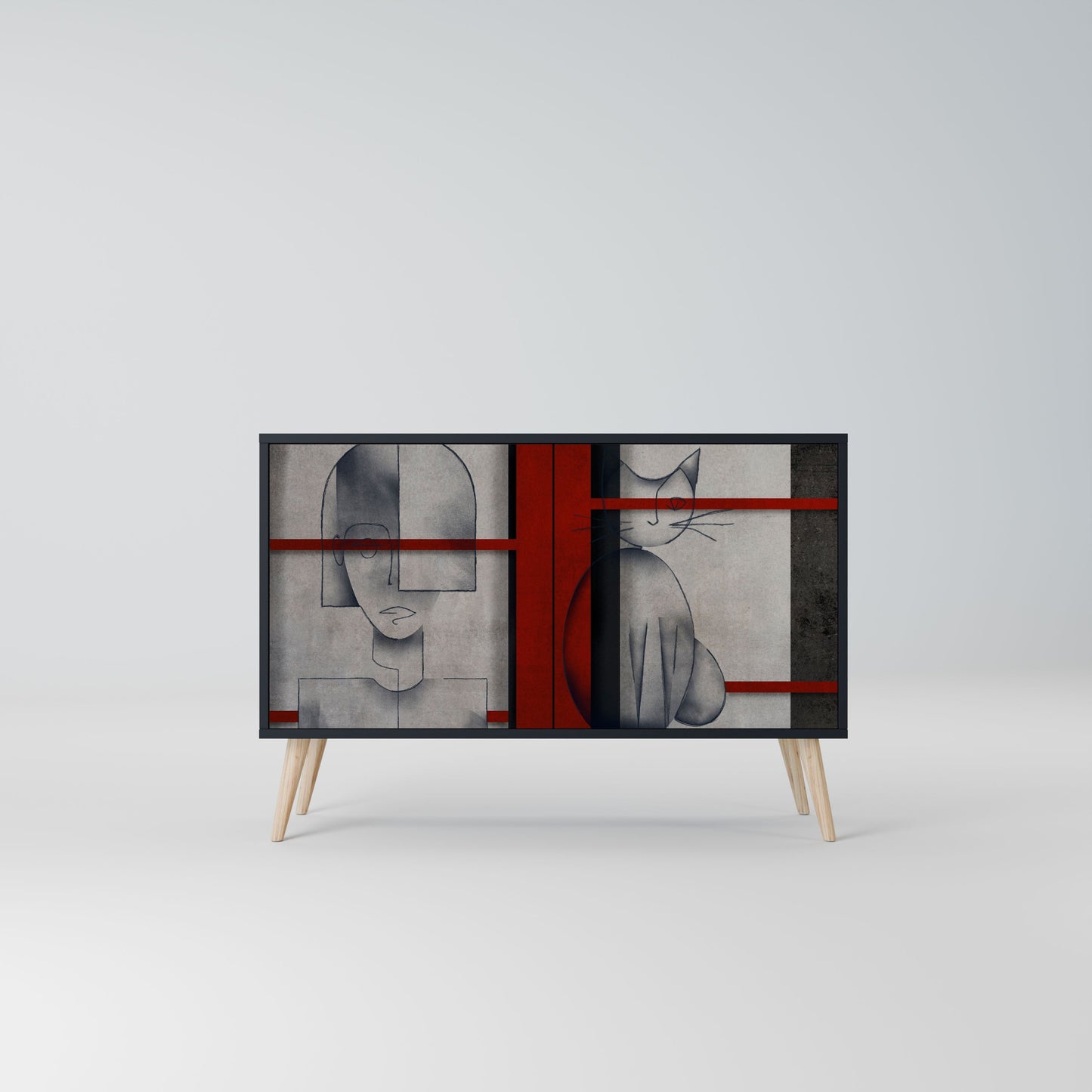 Credenza a 2 ante GRAY FIGURES in finitura nera