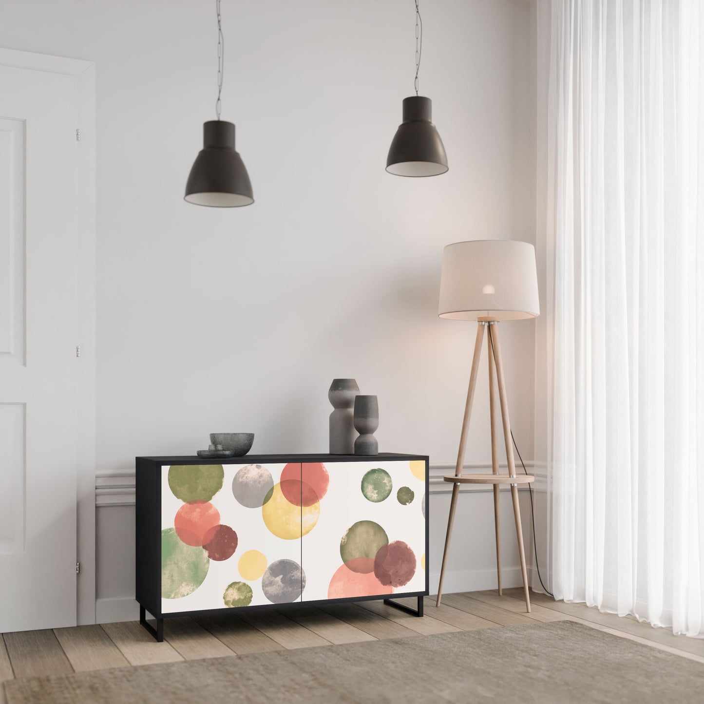 Credenza FLEETING HAPPINESS a 2 ante in finitura nera