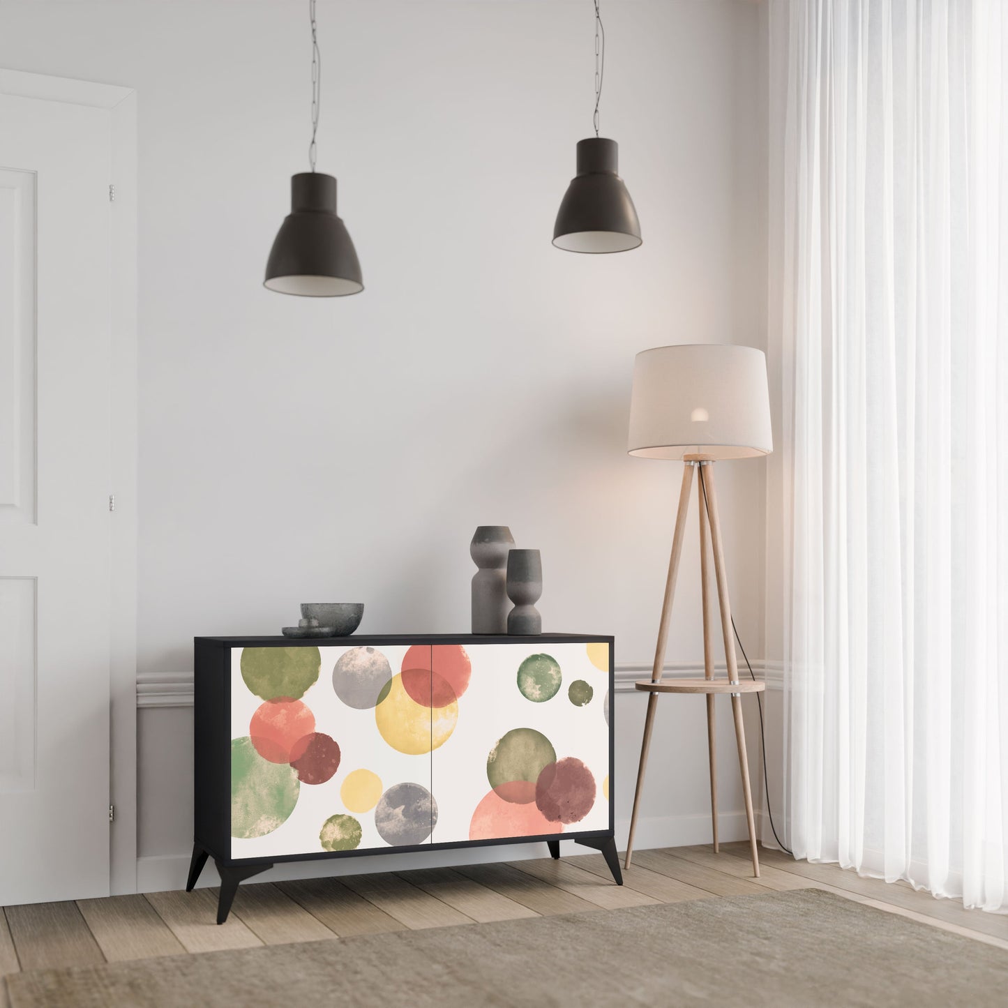 Credenza FLEETING HAPPINESS a 2 ante in finitura nera