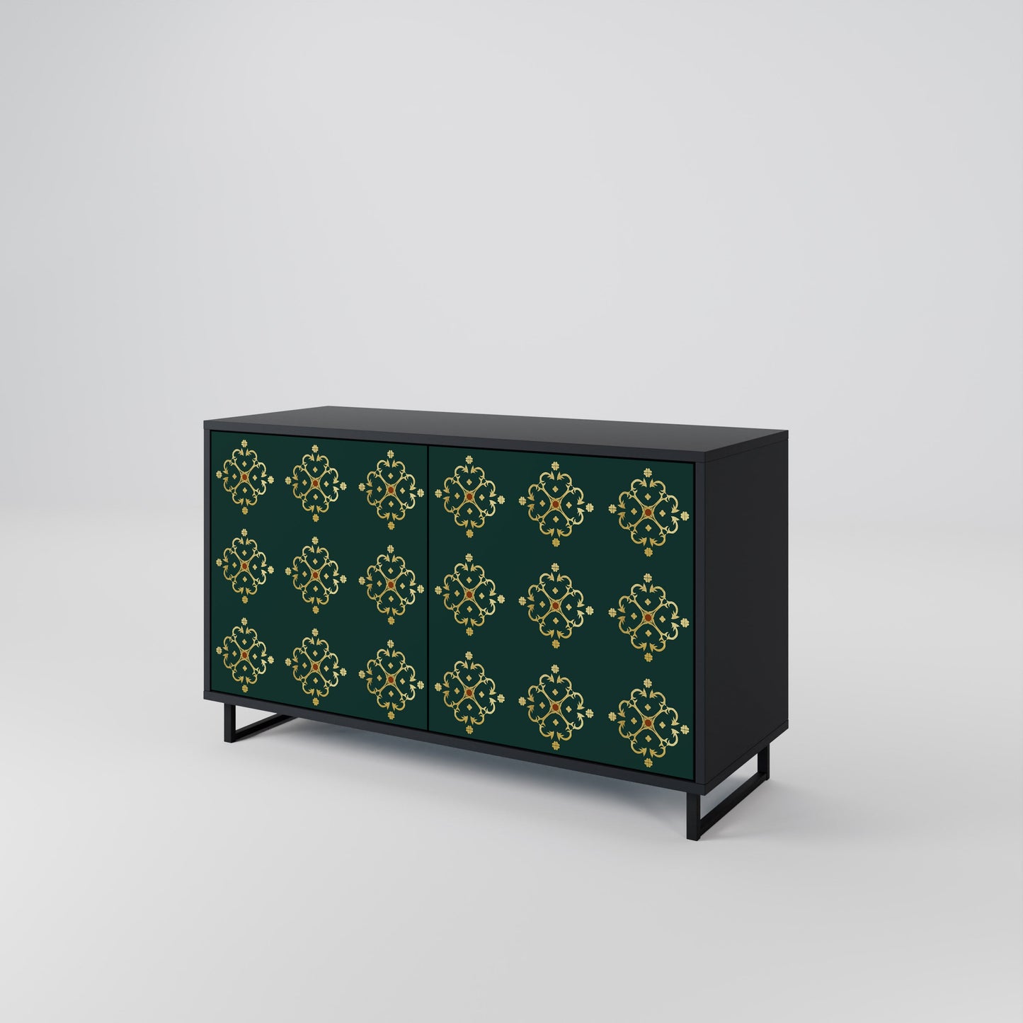 Credenza a 2 ante ROYAL MEDALLION in finitura nera