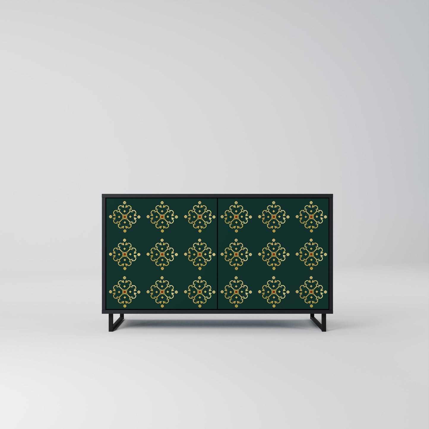 Credenza a 2 ante ROYAL MEDALLION in finitura nera
