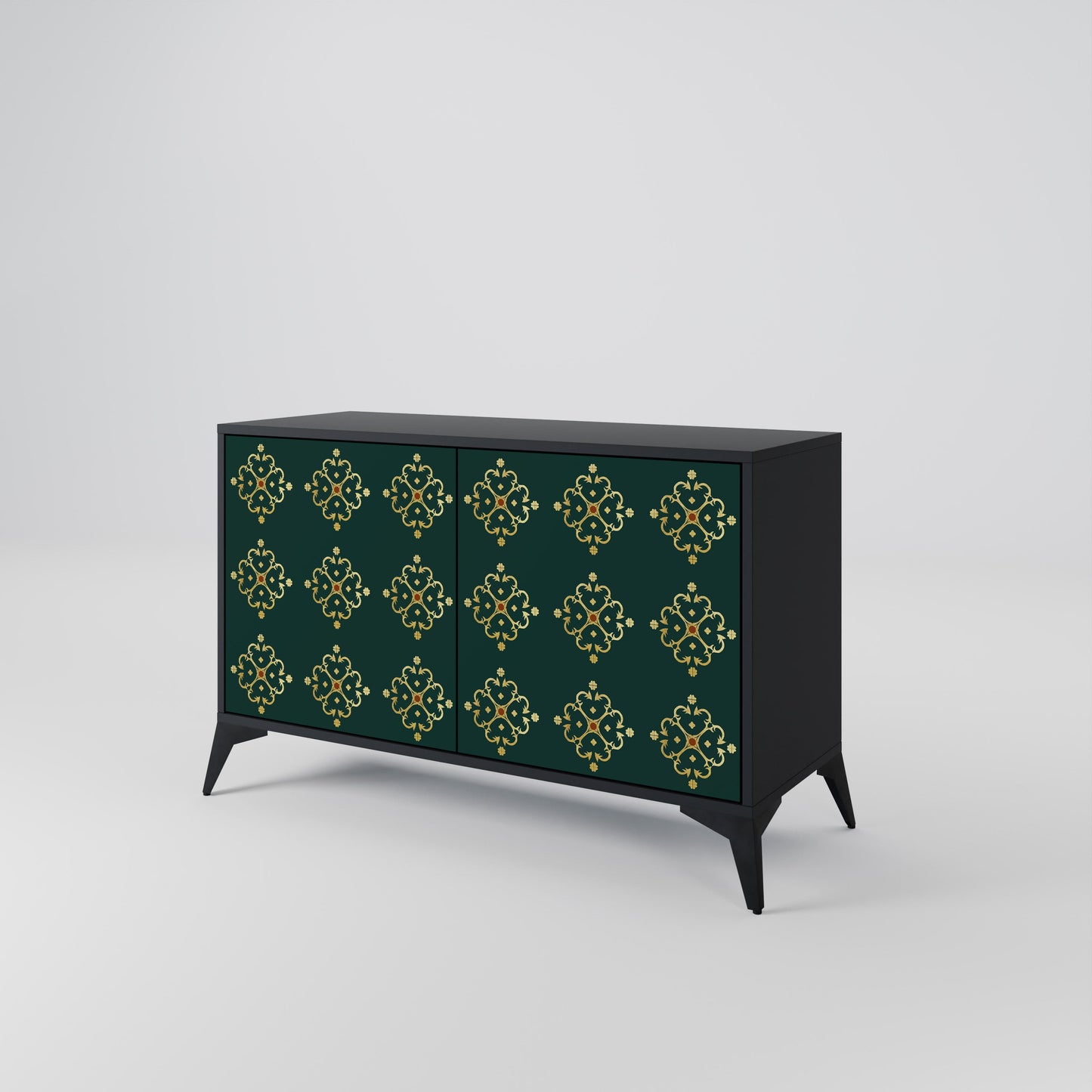 Credenza a 2 ante ROYAL MEDALLION in finitura nera