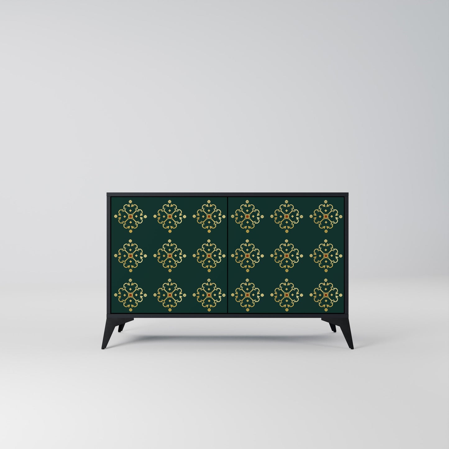 Credenza a 2 ante ROYAL MEDALLION in finitura nera