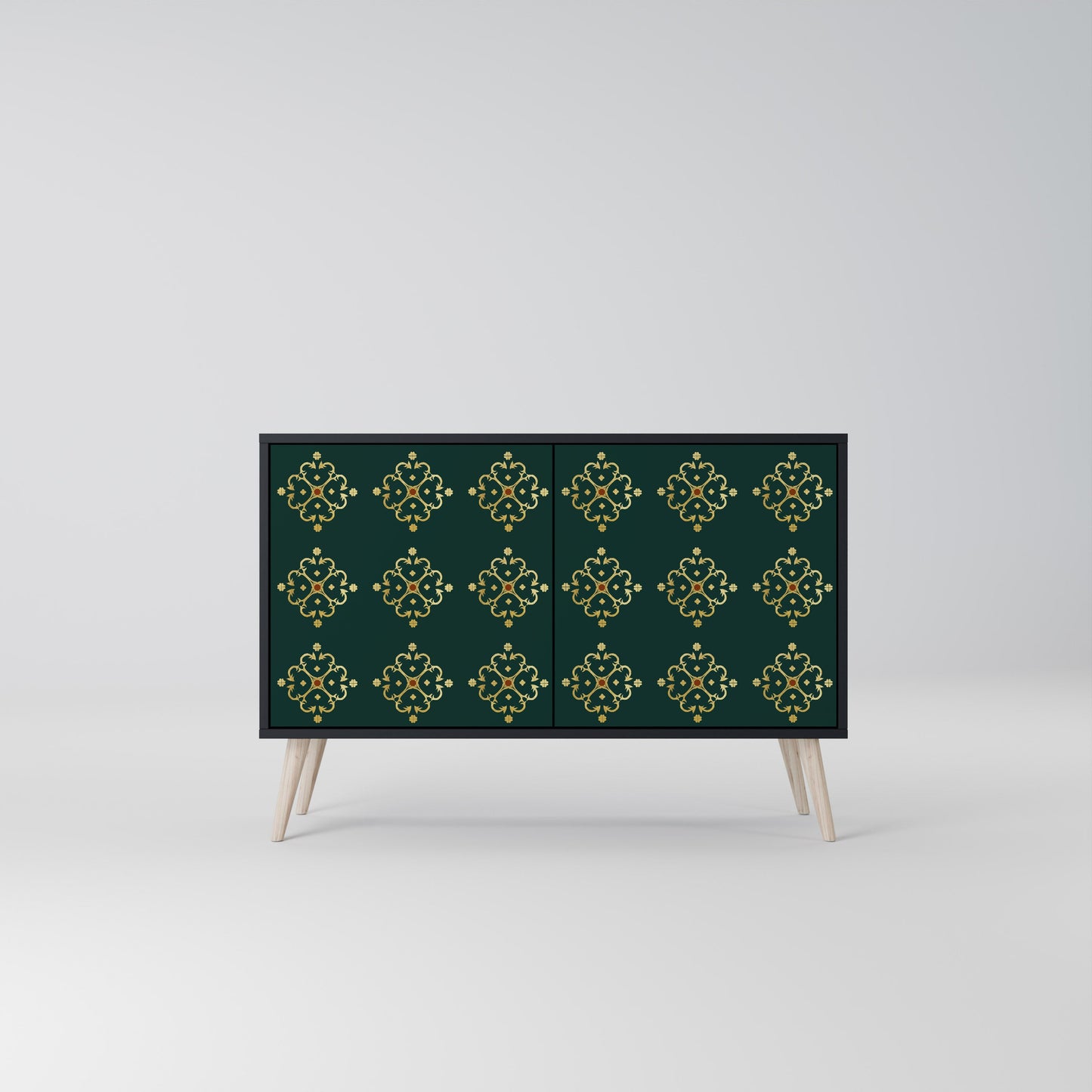 Credenza a 2 ante ROYAL MEDALLION in finitura nera