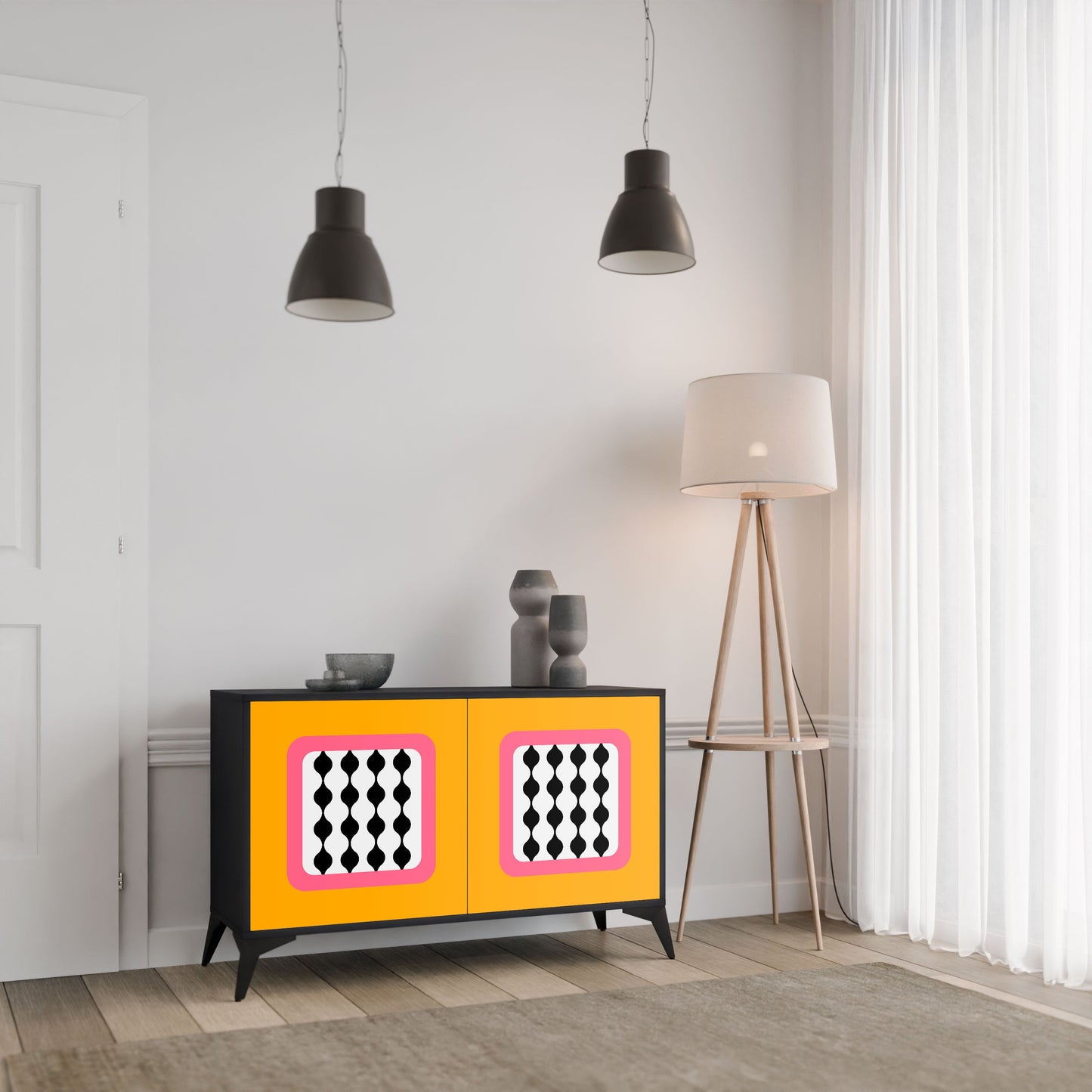 Credenza a 2 ante TEARS IN HEAVEN in finitura nera