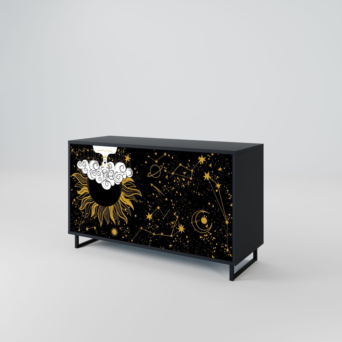 Credenza STELLAR CONSTELLATIONS a 2 ante in finitura nera